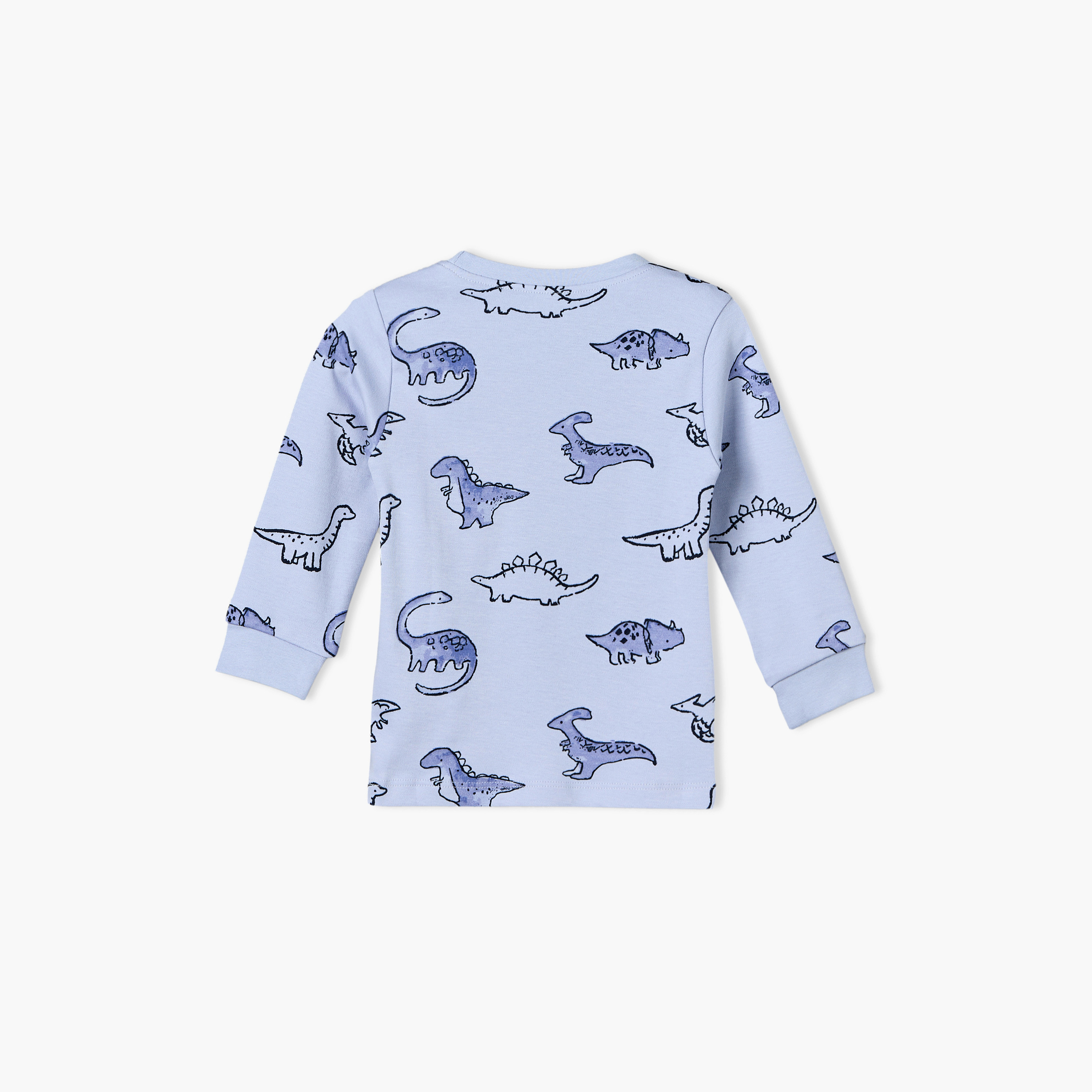 Pack of 3 Juniors Cotton Round Neck Long Sleeves Pyjama Set with Dinosaur Print-baby-boys-clothing-nightwear-pyjamasets-image-9