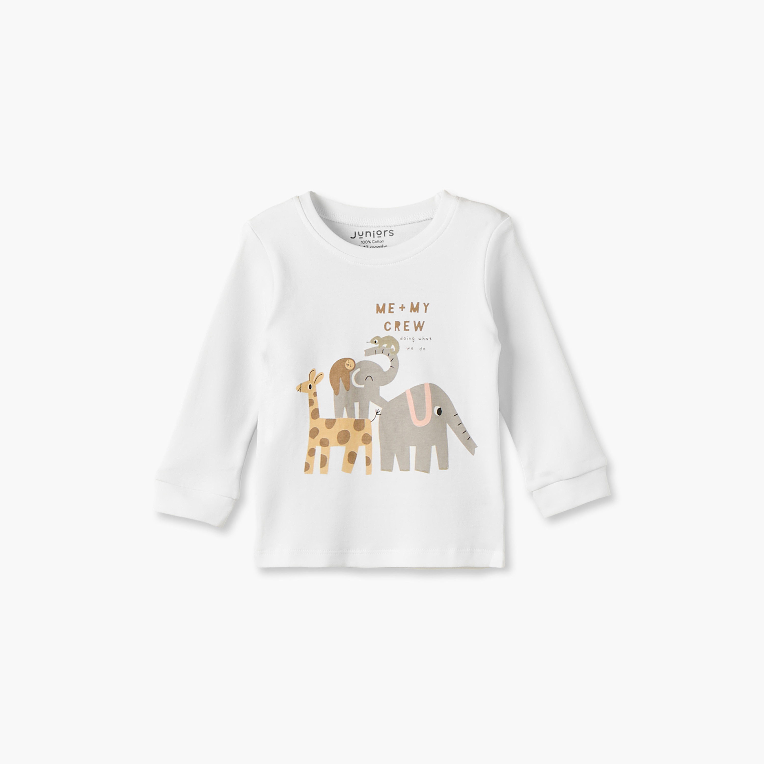 طقم بيجاما قطن بياقة ضيقة وأكمام طويلة وطبعات سفاري من جونيورز-baby-boys-clothing-nightwear-pyjamasets-image-3