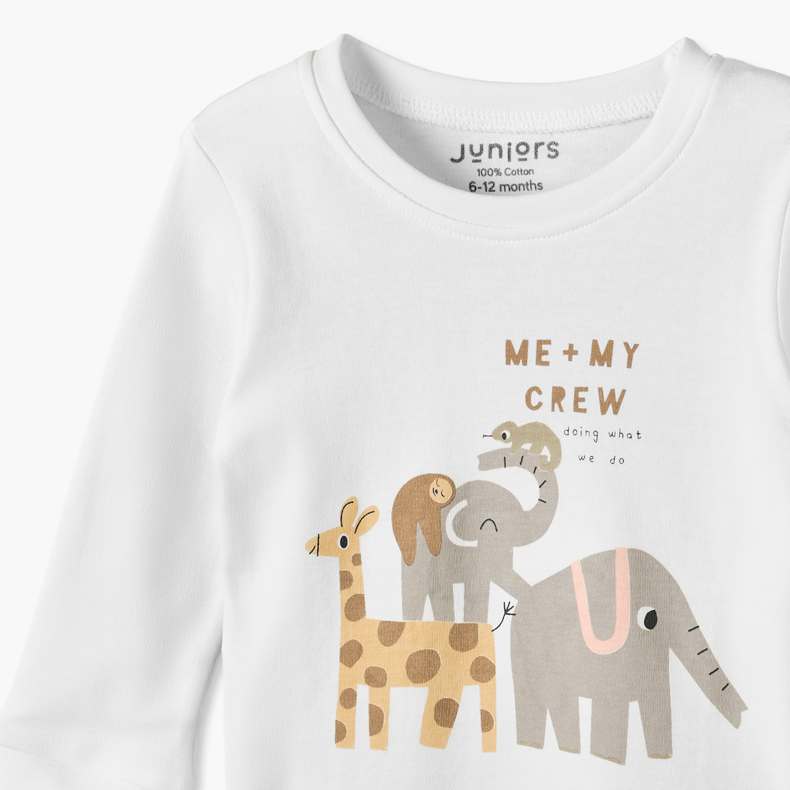 طقم بيجاما قطن بياقة ضيقة وأكمام طويلة وطبعات سفاري من جونيورز-baby-boys-clothing-nightwear-pyjamasets-image-7