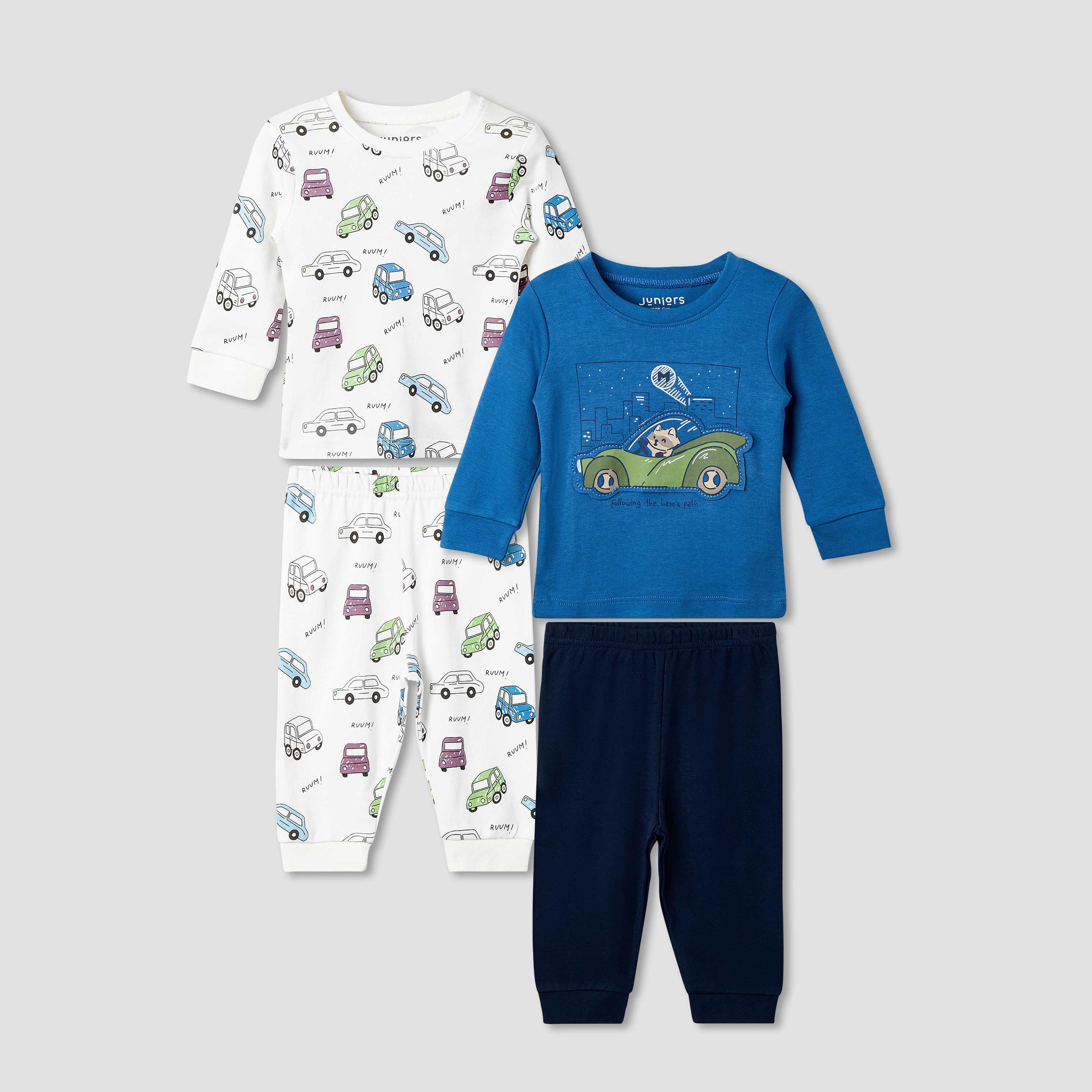 Juniors Vehicle Print T-shirt and Pyjama - Set of 2-baby-boys-clothing-nightwear-pyjamasets-image-1