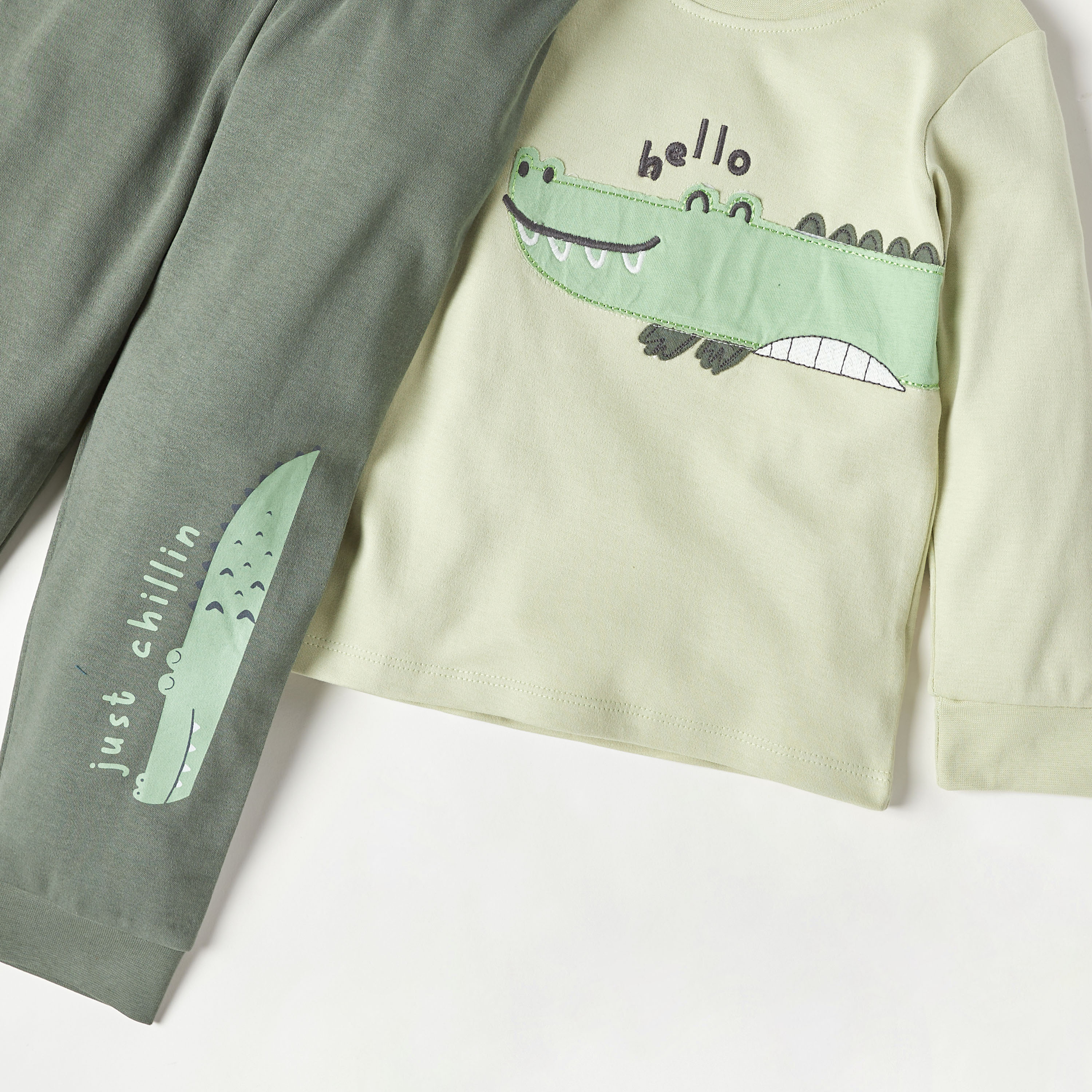 Juniors Crocodile Print T-shirts and Pyjamas - Set of 2-baby-boys-clothing-nightwear-pyjamasets-image-2