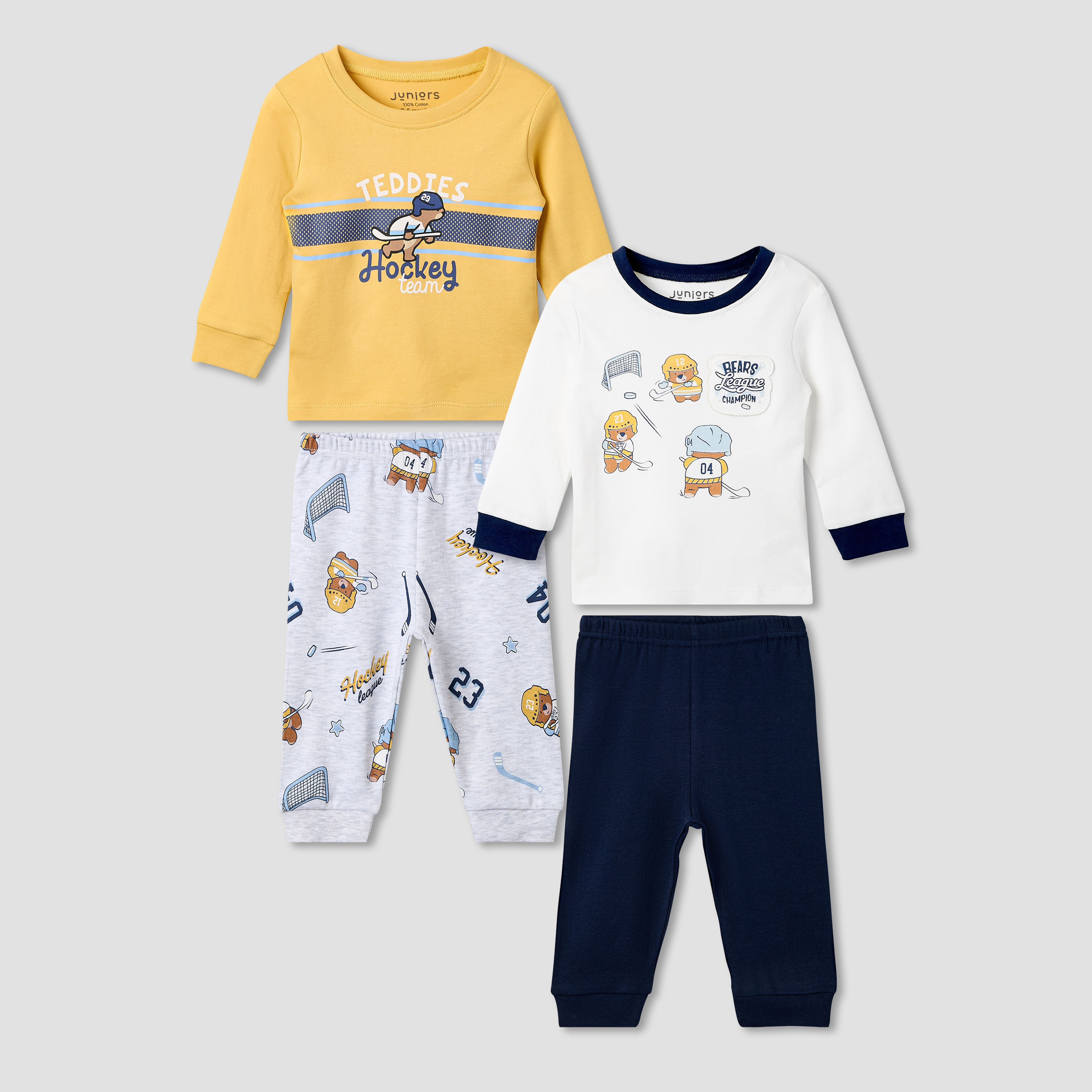 Juniors Bear Print T-shirt and Pyjama - Set of 2-baby-boys-clothing-nightwear-pyjamasets-image-1