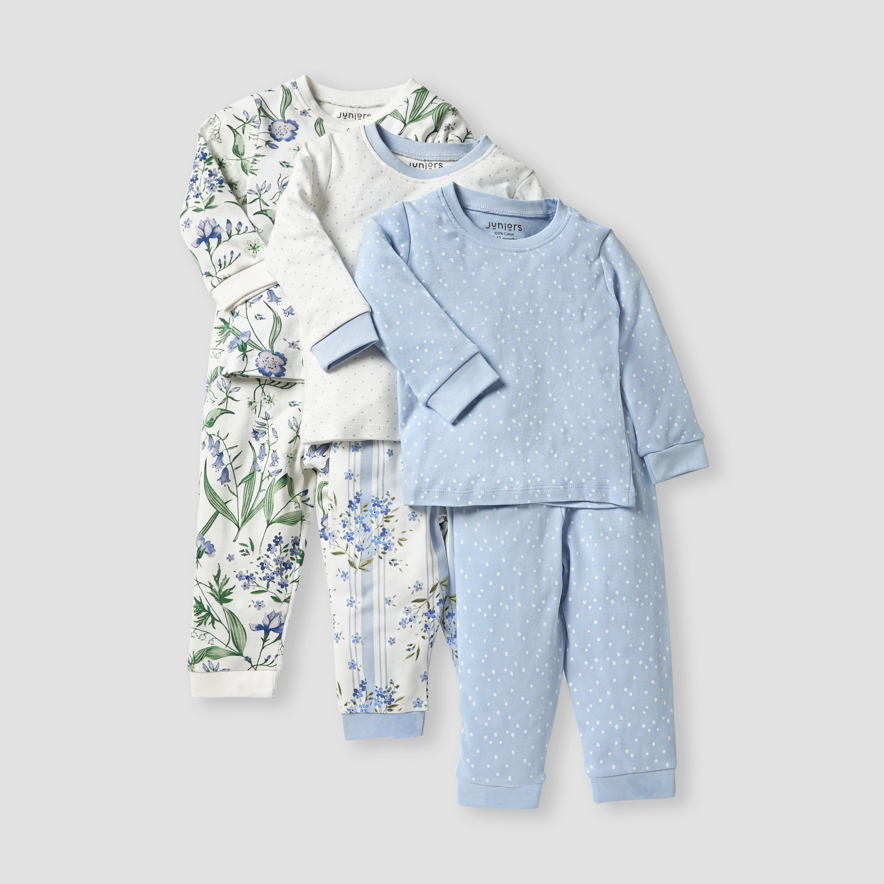 Juniors Printed T-shirt and Pyjamas - Set of 3-baby-girls-clothing-nightwear-pyjamasets-image-1