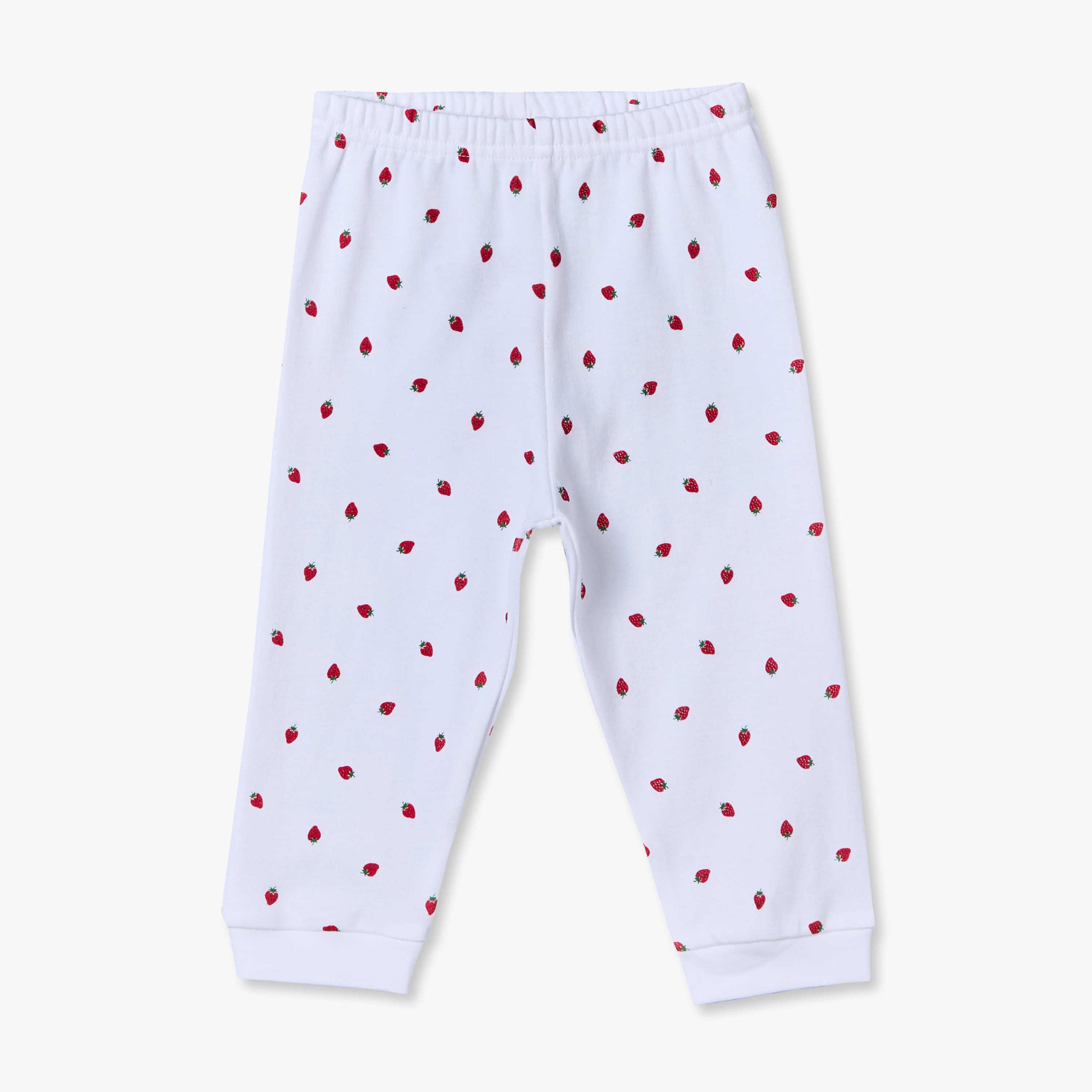 طقم بيجاما قطن بياقة مستديرة وأكمام طويلة وطبعات فراولة من جونيورز - 3 قطع-baby-girls-clothing-nightwear-pyjamasets-image-8