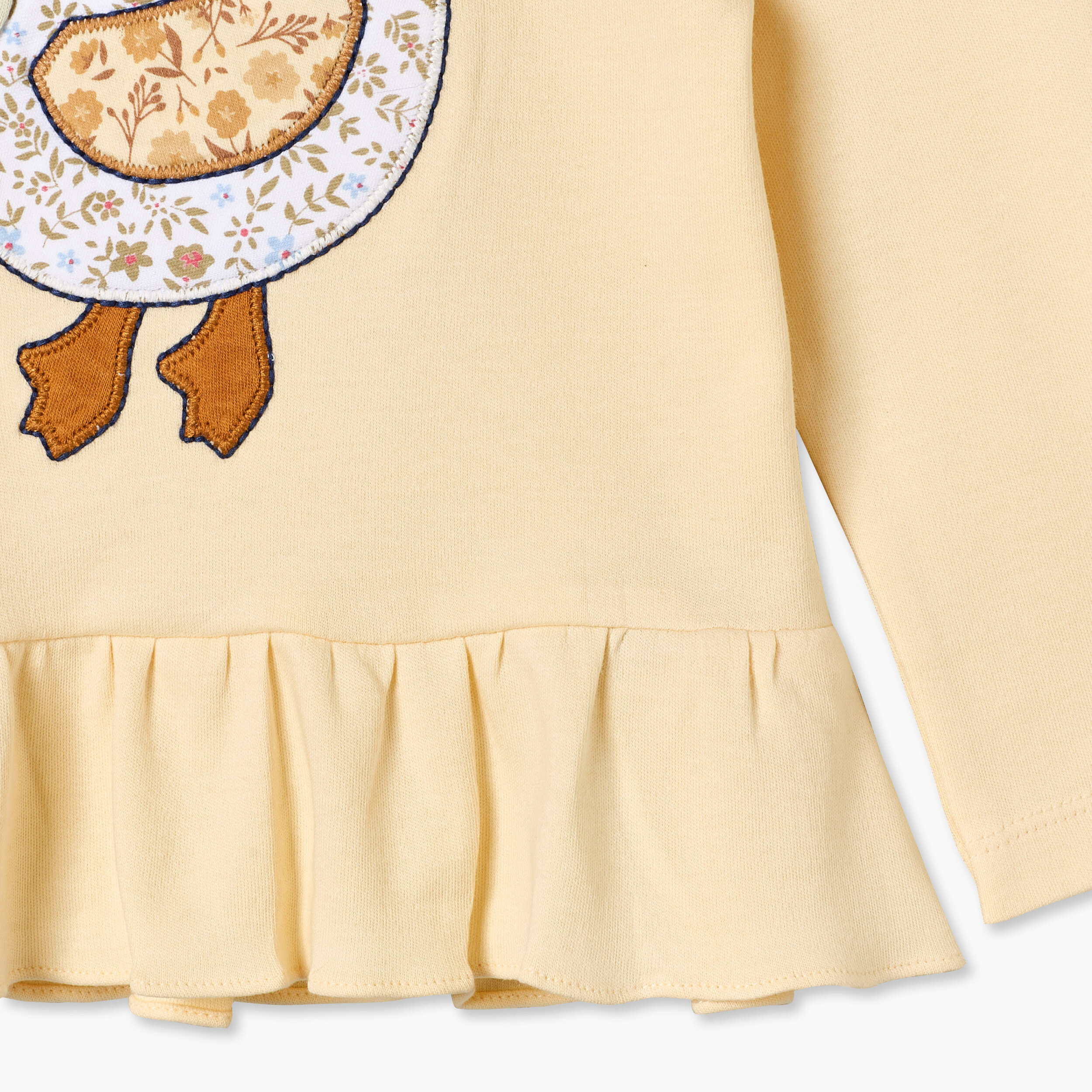 Juniors Cotton Crew Neck Long Sleeves Pyjama Set with Duck Applique-baby-girls-clothing-nightwear-pyjamasets-image-8