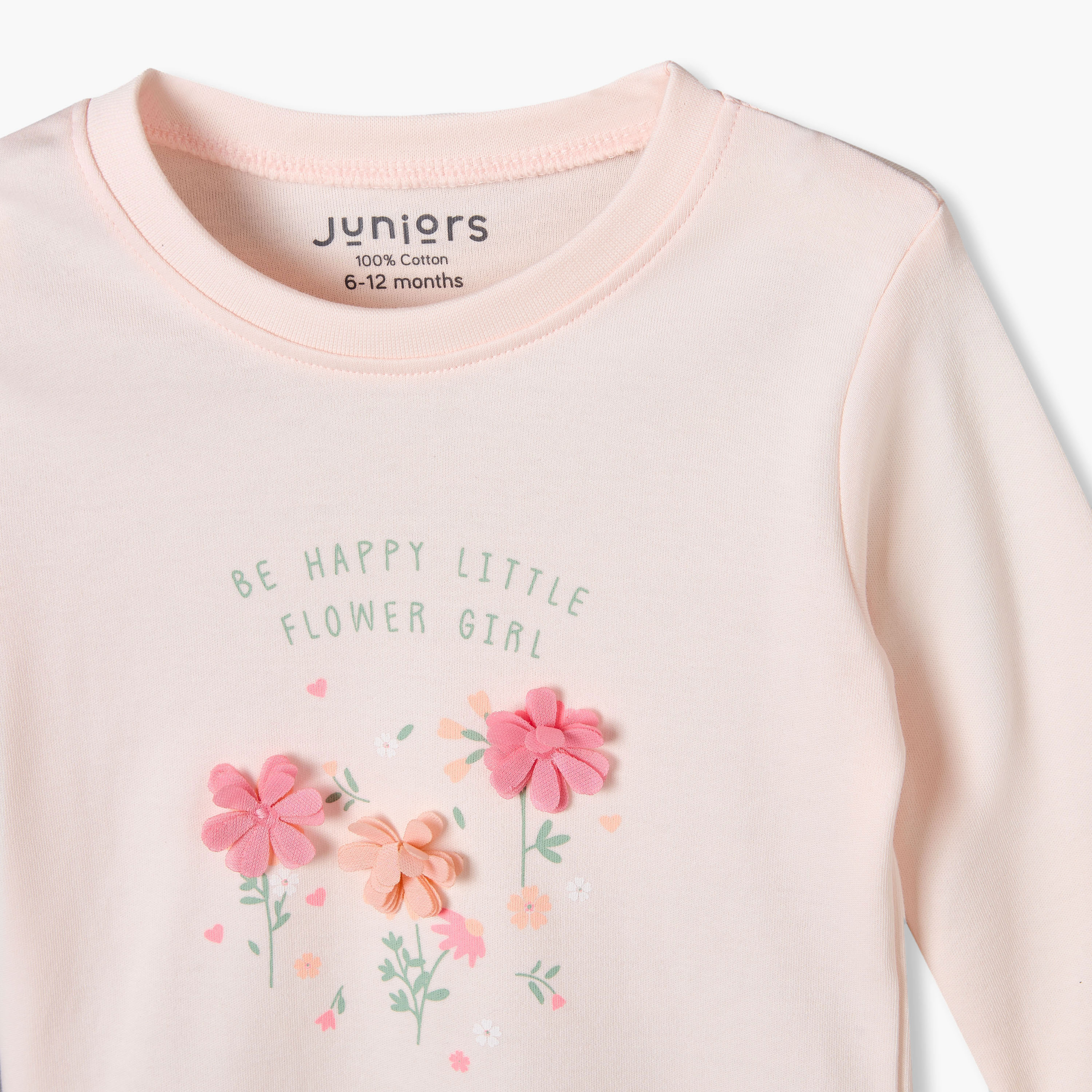 طقم من 3 بيجاما قطن بياقة مستديرة وأكمام طويلة وطبعات من جونيورز-baby-girls-clothing-nightwear-pyjamasets-image-10