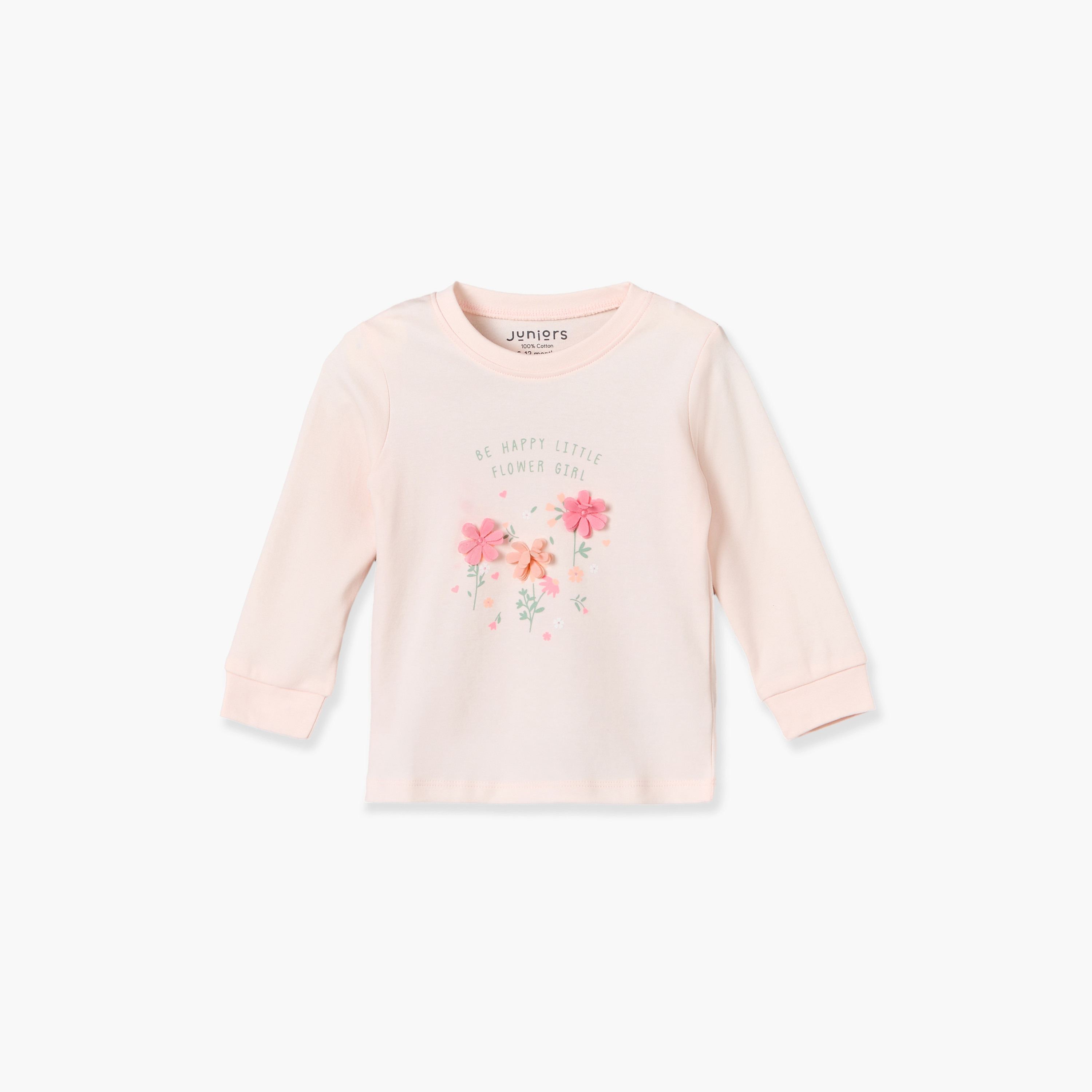 طقم من 3 بيجاما قطن بياقة مستديرة وأكمام طويلة وطبعات من جونيورز-baby-girls-clothing-nightwear-pyjamasets-image-2
