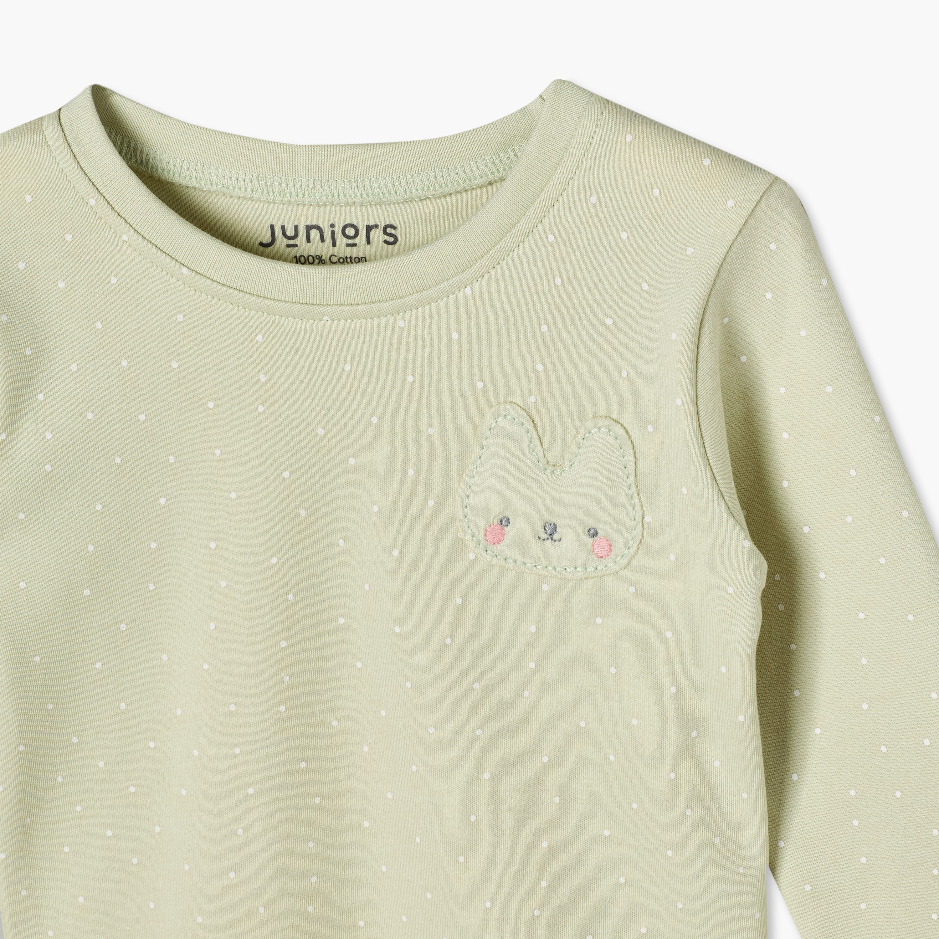 طقم بيجاما قطن بطبعات منقطة وياقة ضيقة وأكمام طويلة من جونيورز-baby-girls-clothing-nightwear-pyjamasets-image-7