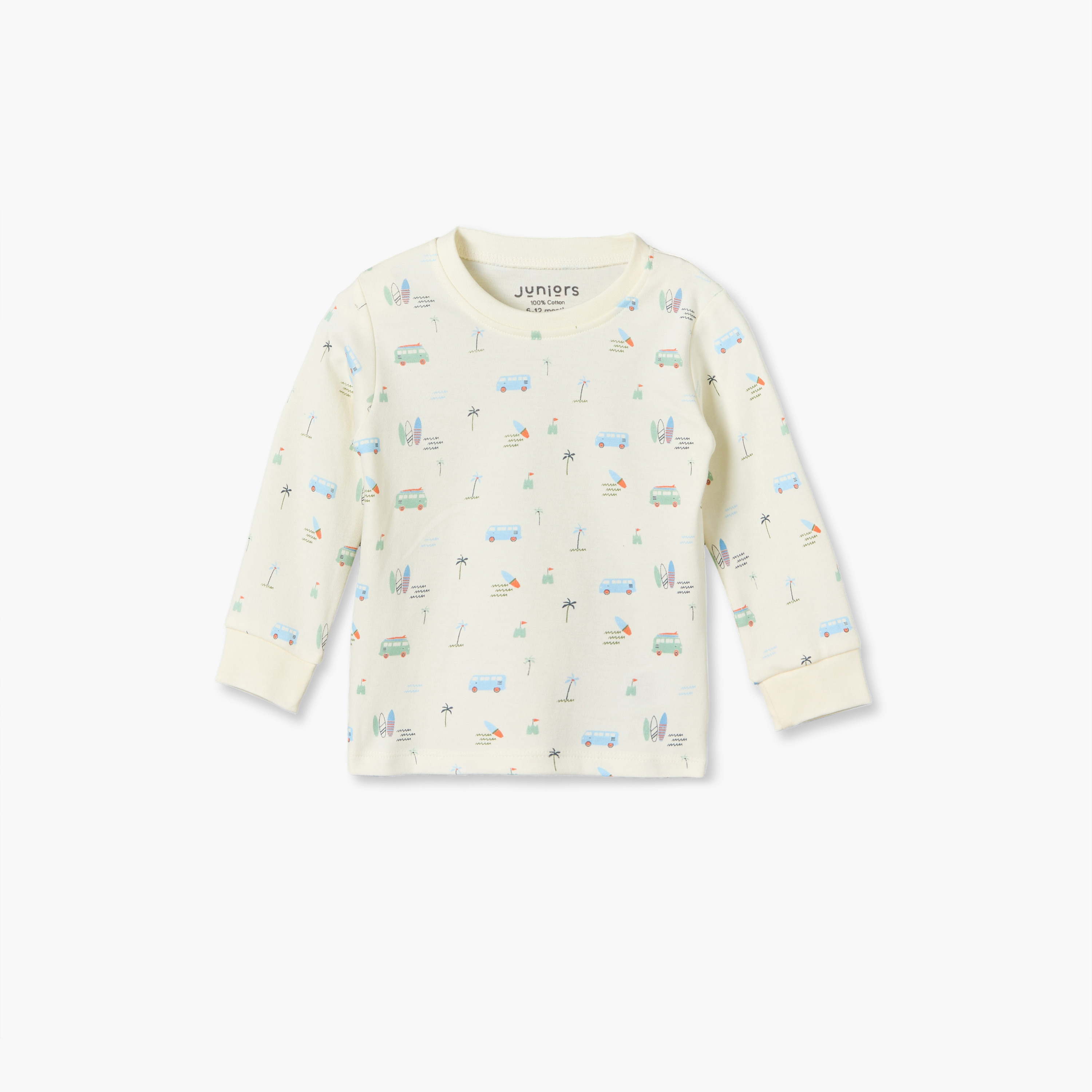 طقم بيجاما قطن بياقة مستديرة وأكمام طويلة بطبعات وسائل النقل قطعتين من جونيورز-baby-boys-clothing-nightwear-pyjamasets-image-3