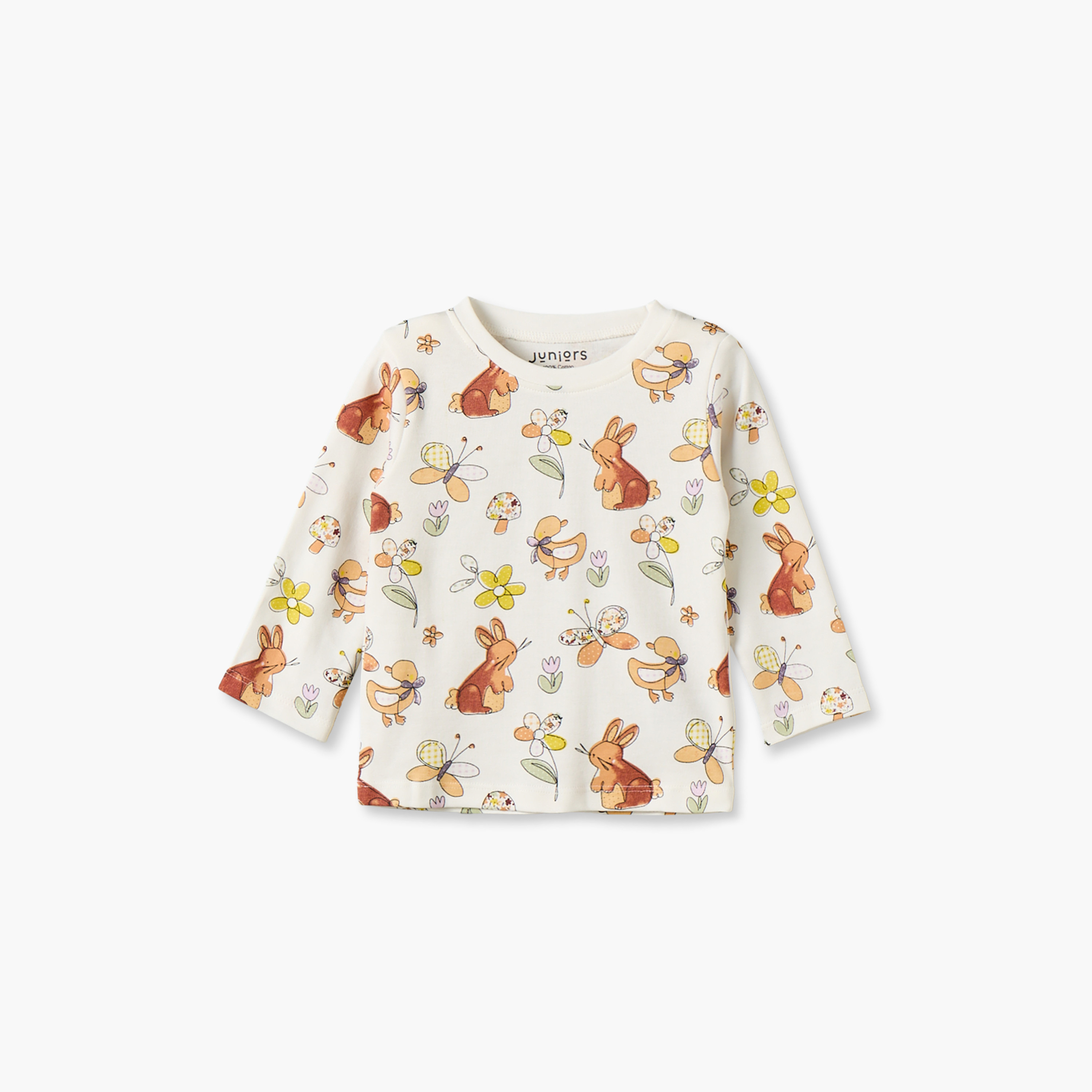 طقم بيجاما قطني بياقة مستديرة وأكمام طويلة بطبعة غابات من جونيورز-baby-girls-clothing-nightwear-pyjamasets-image-3