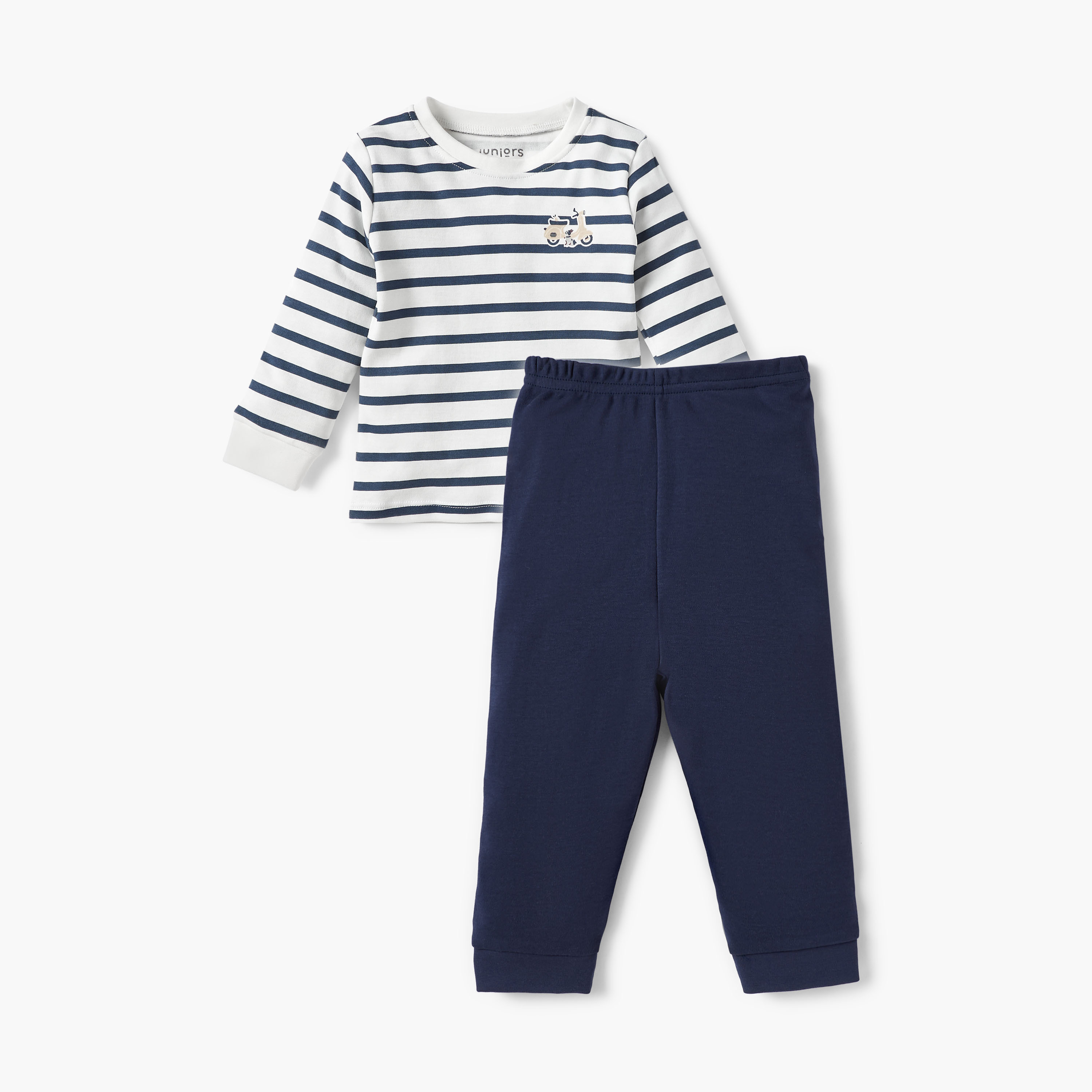 Juniors Striped T-shirt and Pyjama Set-baby-boys-clothing-nightwear-pyjamasets-image-1