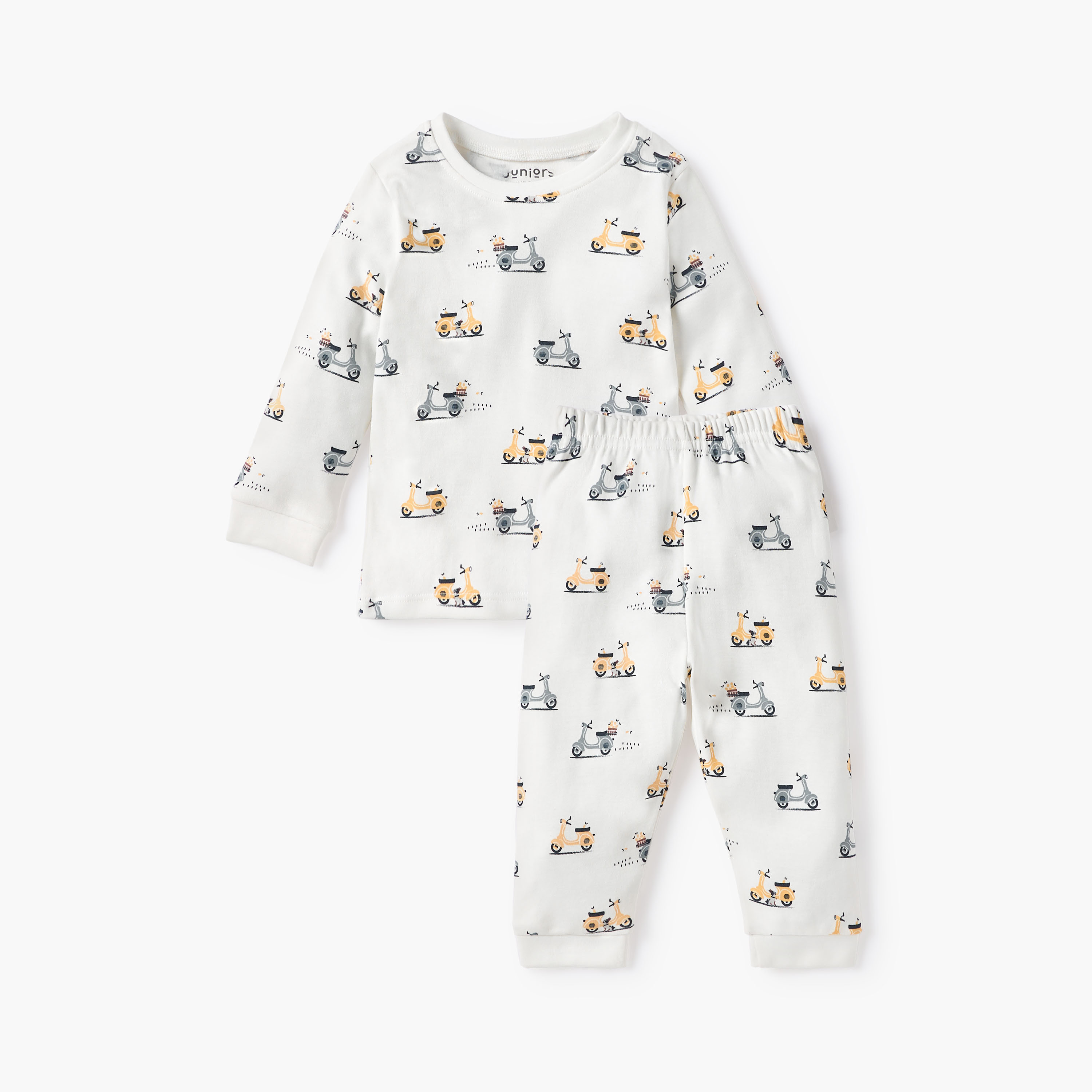 Juniors Scooter Print T-shirt and Pyjama Set-baby-boys-clothing-nightwear-pyjamasets-image-1