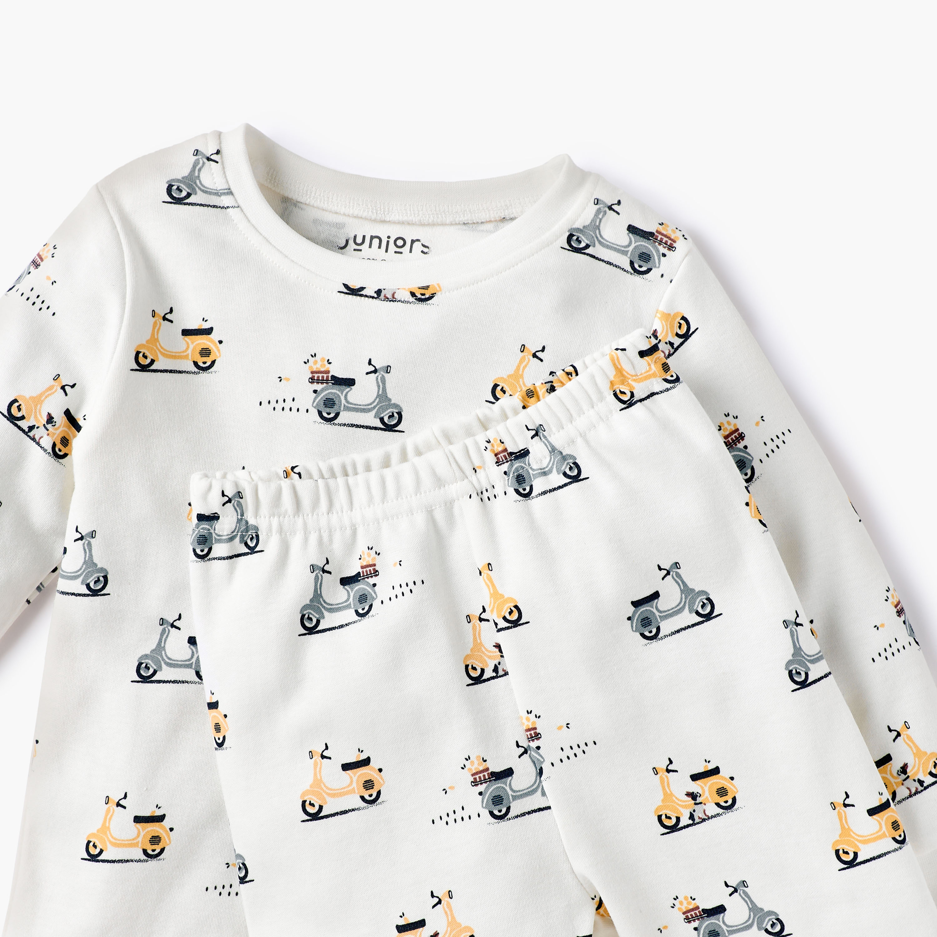 Juniors Scooter Print T-shirt and Pyjama Set-baby-boys-clothing-nightwear-pyjamasets-image-4
