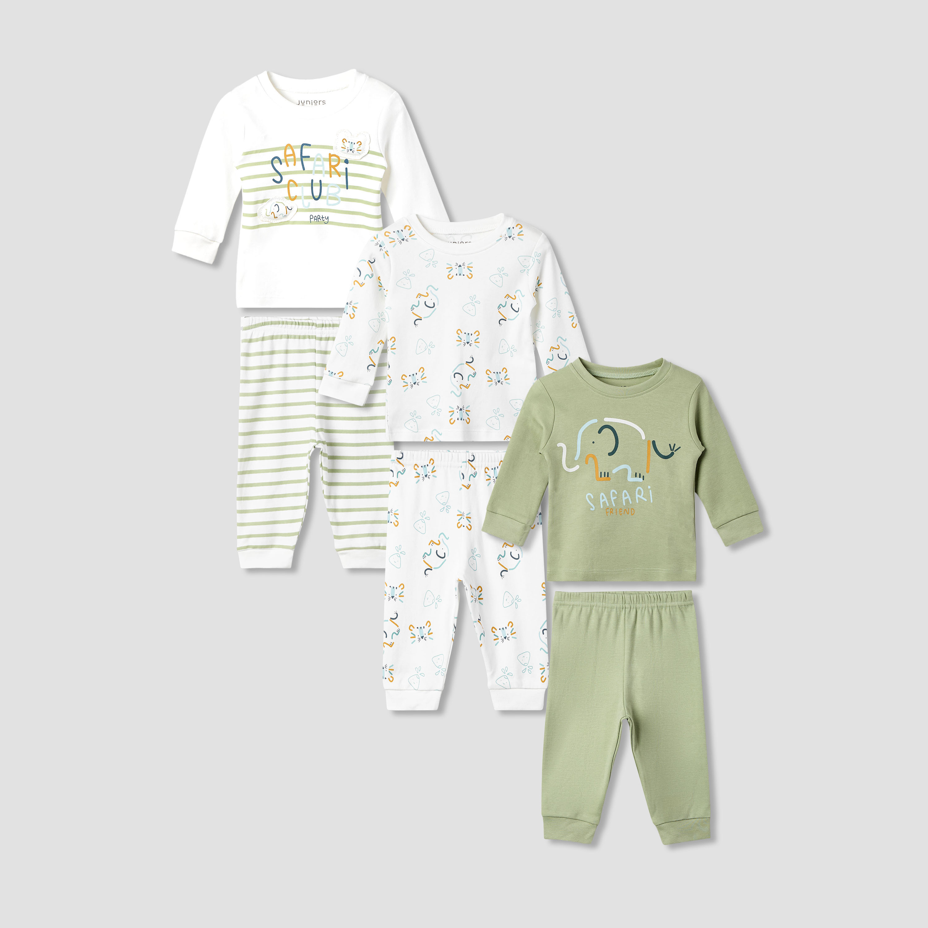 Juniors Elephant Print T-shirt and Pyjama - Set of 3-baby-boys-clothing-nightwear-pyjamasets-image-1