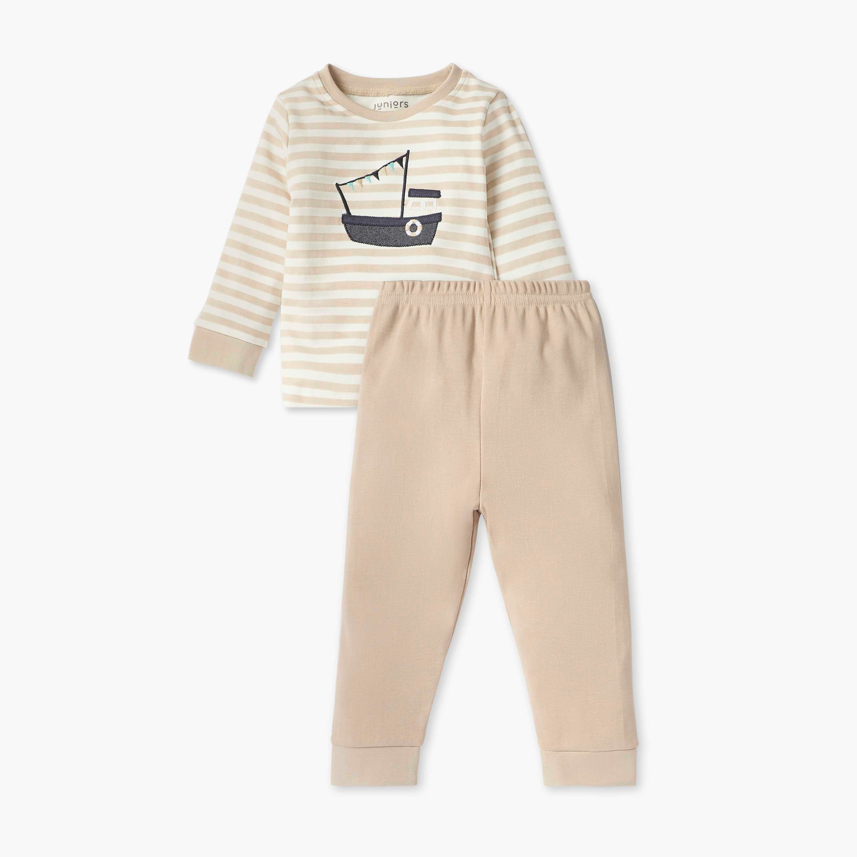 Juniors Striped T-shirt and Pyjama Set-baby-boys-clothing-nightwear-pyjamasets-image-1
