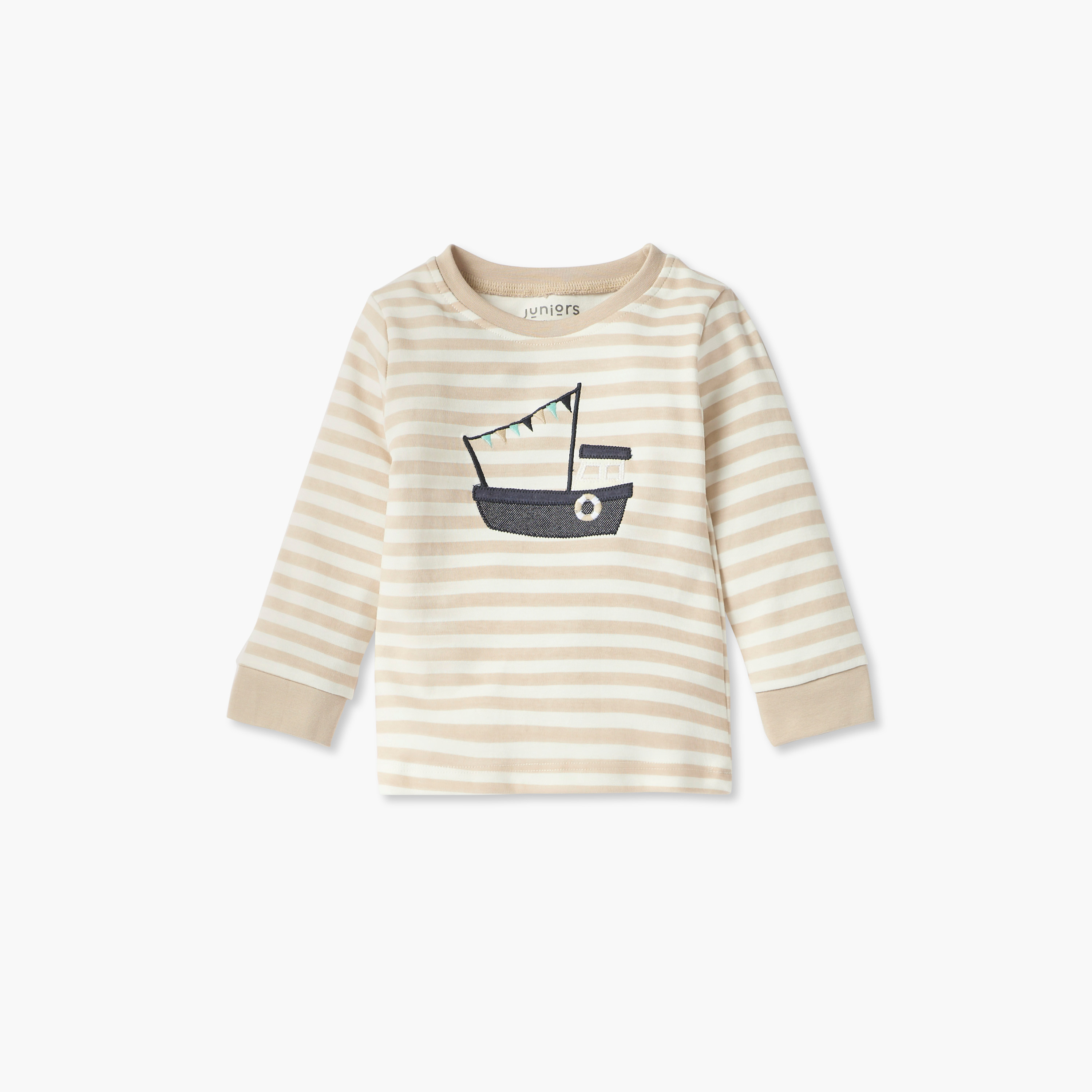 Juniors Striped T-shirt and Pyjama Set-baby-boys-clothing-nightwear-pyjamasets-image-2