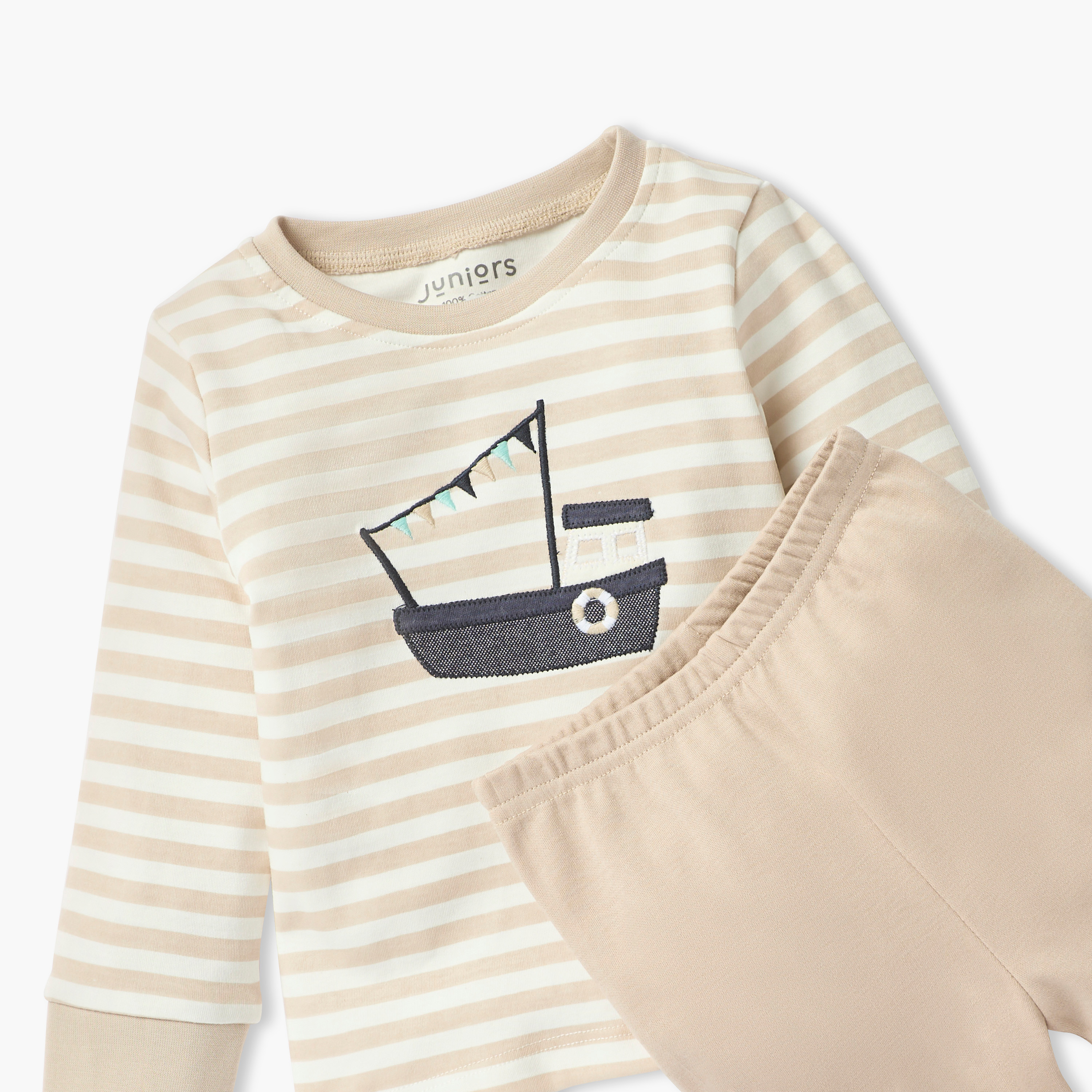 Juniors Striped T-shirt and Pyjama Set-baby-boys-clothing-nightwear-pyjamasets-image-4