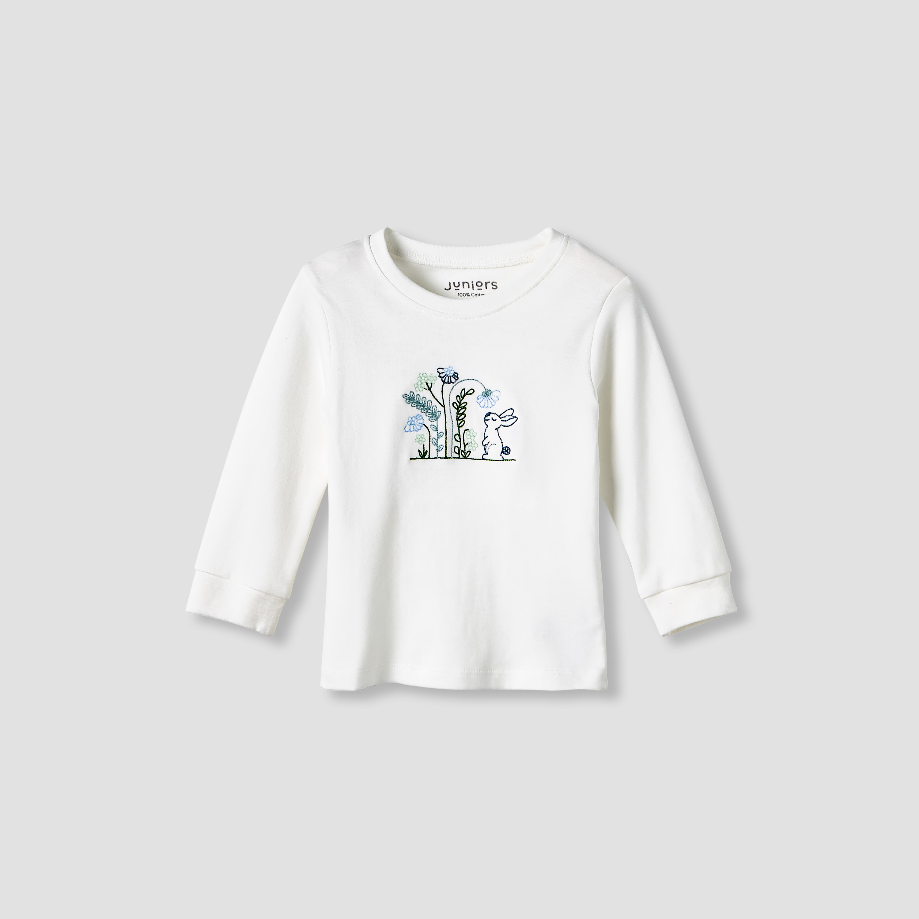 Set of 3, Juniors Cotton Crew Neck Long Sleeves Pyjama Set with Bunny Print-baby-girls-clothing-nightwear-pyjamasets-image-5