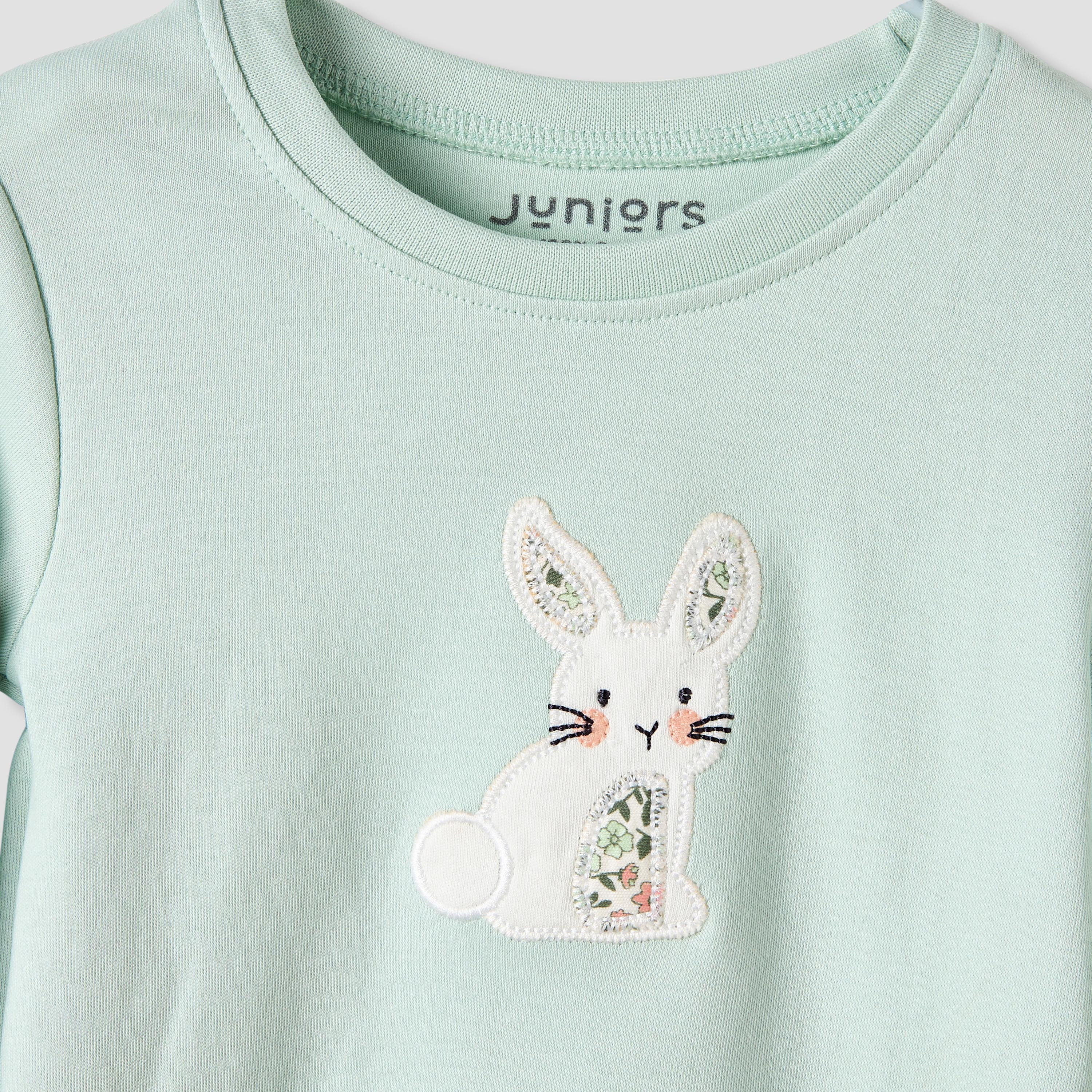 Set of 3, Juniors Cotton Crew Neck Long Sleeves Pyjama Set with Bunny Print-baby-girls-clothing-nightwear-pyjamasets-image-9