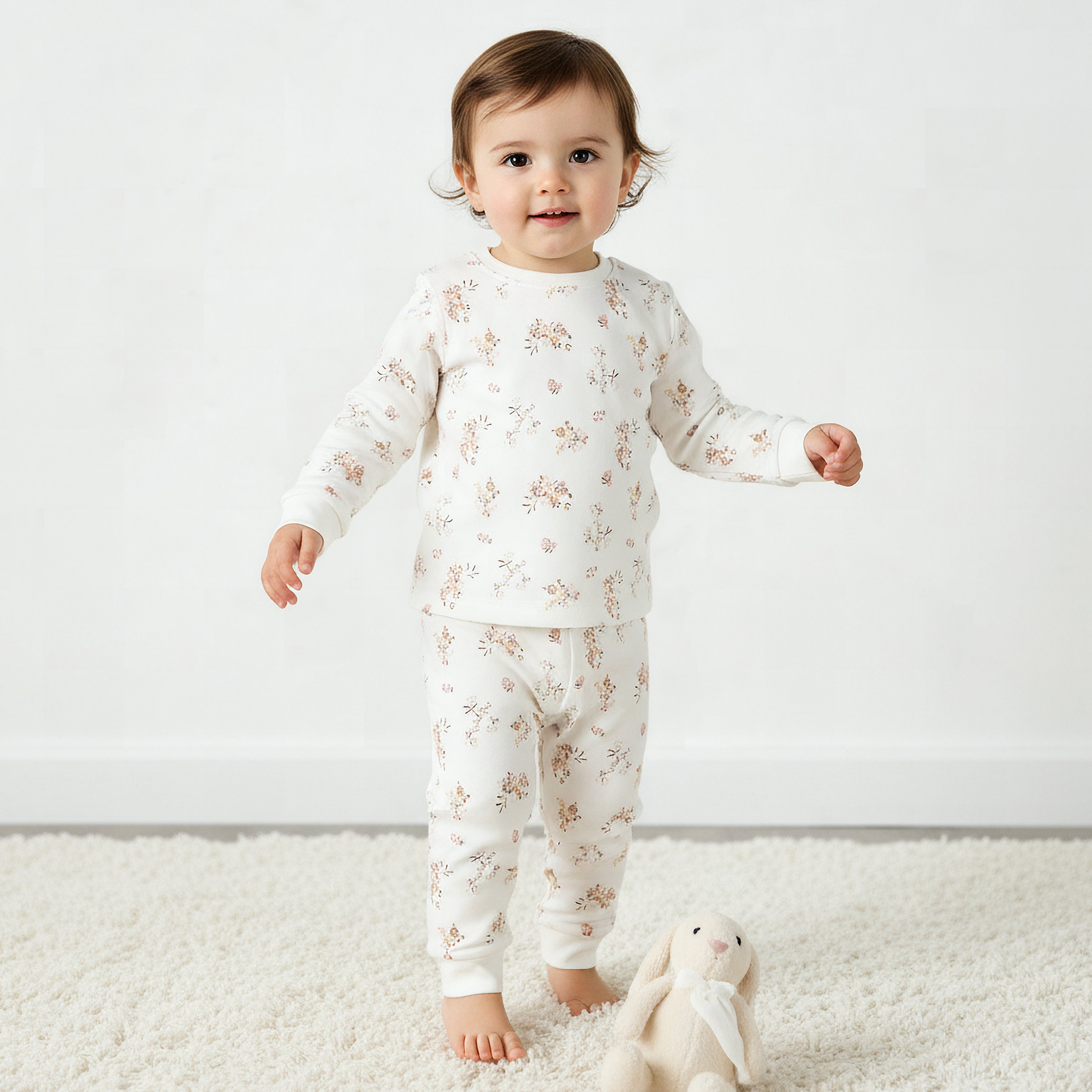 Set of 3, Juniors Cotton Crew Neck Long Sleeves Pyjama Set with Floral Print-baby-girls-clothing-nightwear-pyjamasets-image-3