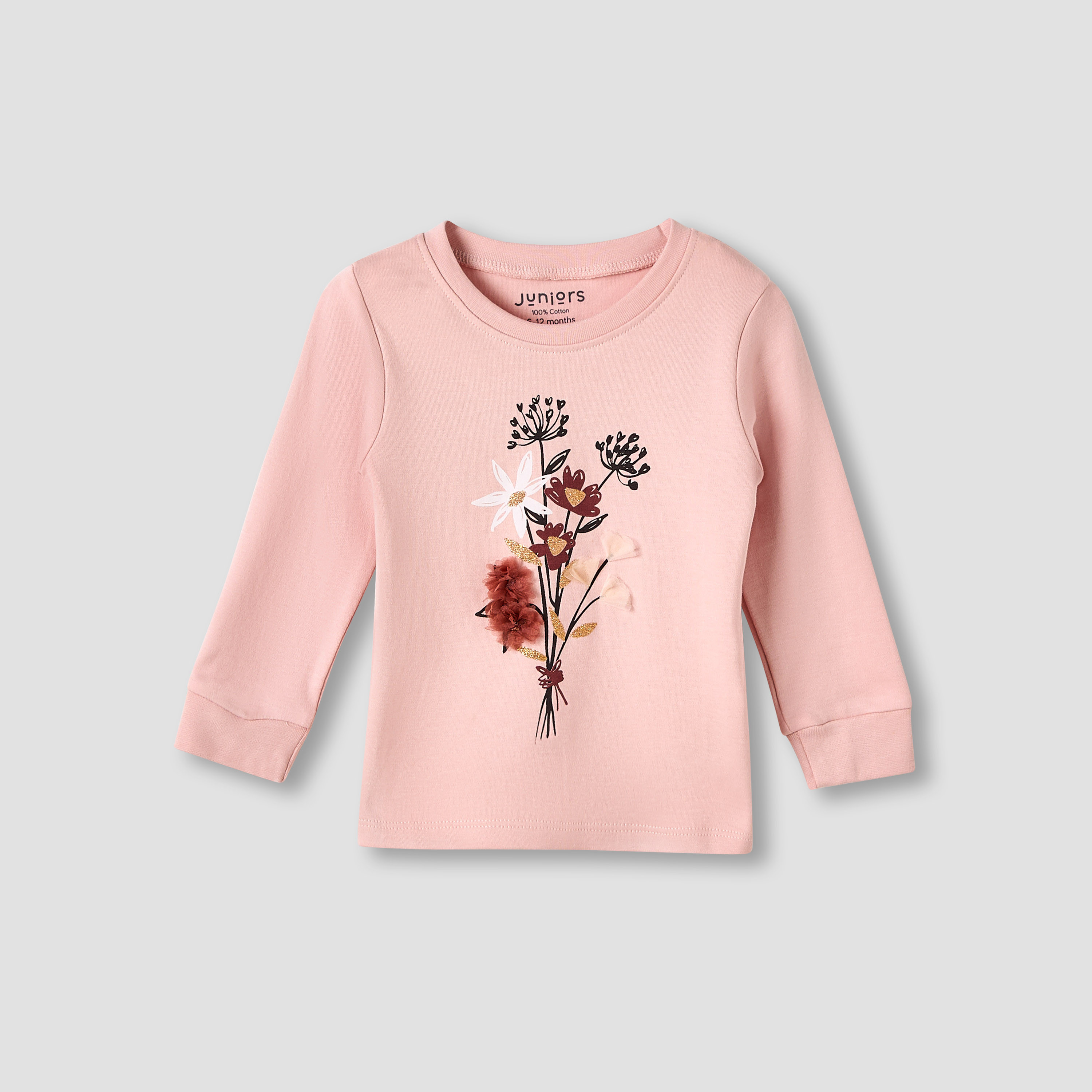 Set of 3, Juniors Cotton Crew Neck Long Sleeves Pyjama Set with Floral Print-baby-girls-clothing-nightwear-pyjamasets-image-7