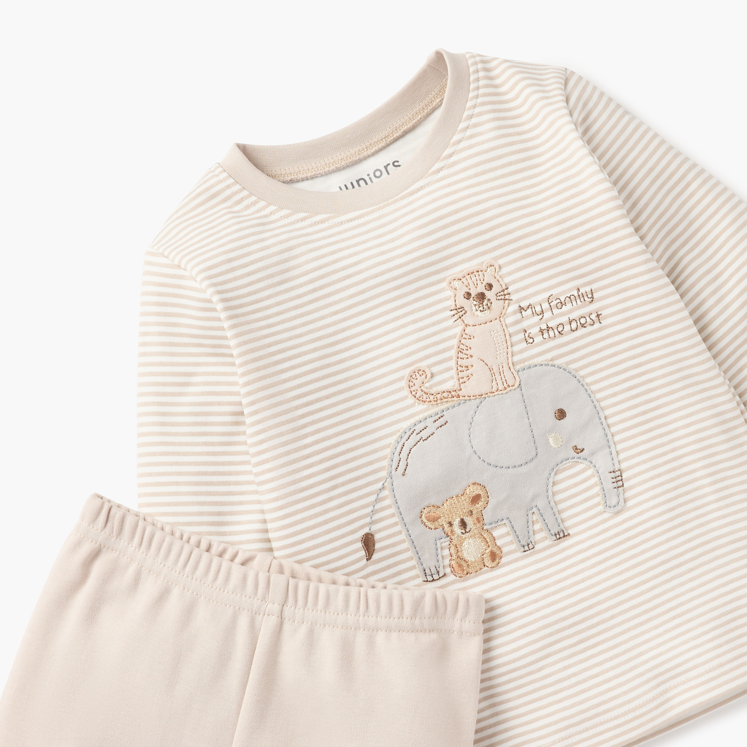 Juniors Animal Embroidered T-shirt and Pyjama Set-baby-boys-clothing-nightwear-pyjamasets-image-4