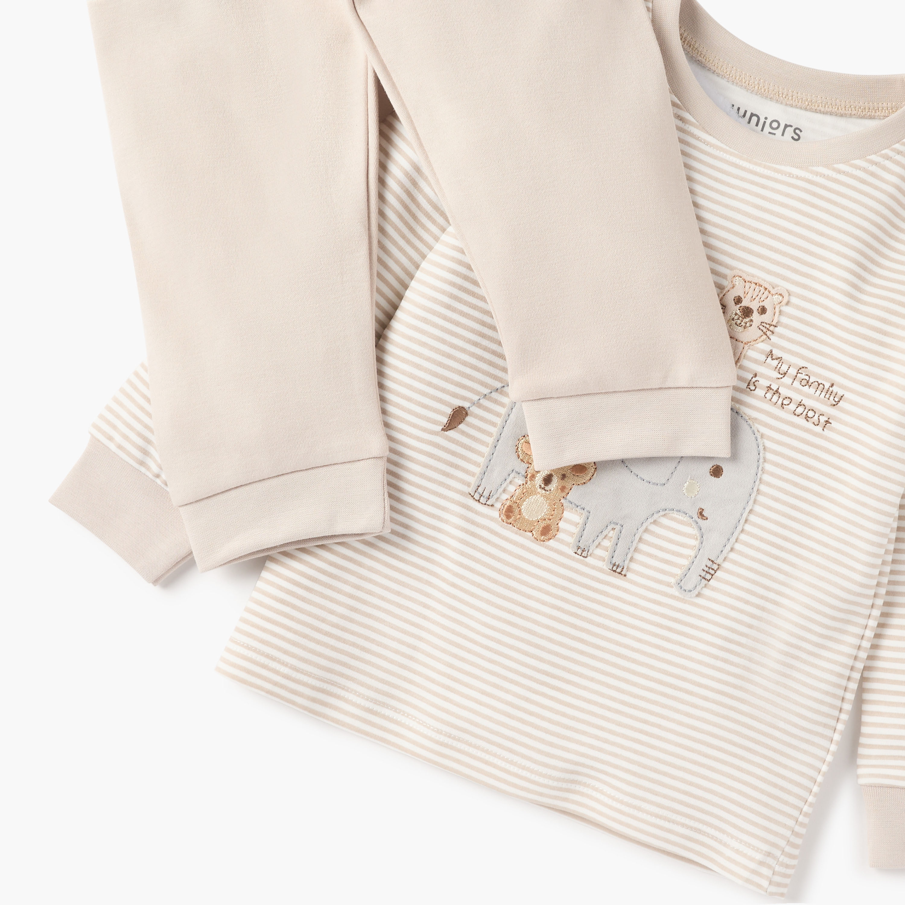 Juniors Animal Embroidered T-shirt and Pyjama Set-baby-boys-clothing-nightwear-pyjamasets-image-5