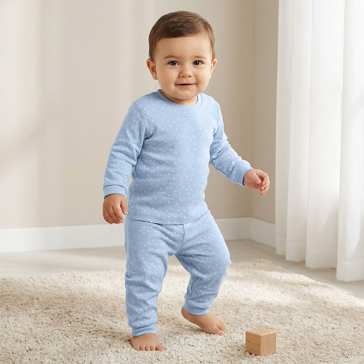 Juniors All-Over Polka Dot Print T-shirt and Pyjama Set-baby-girls-clothing-nightwear-pyjamasets-image-1