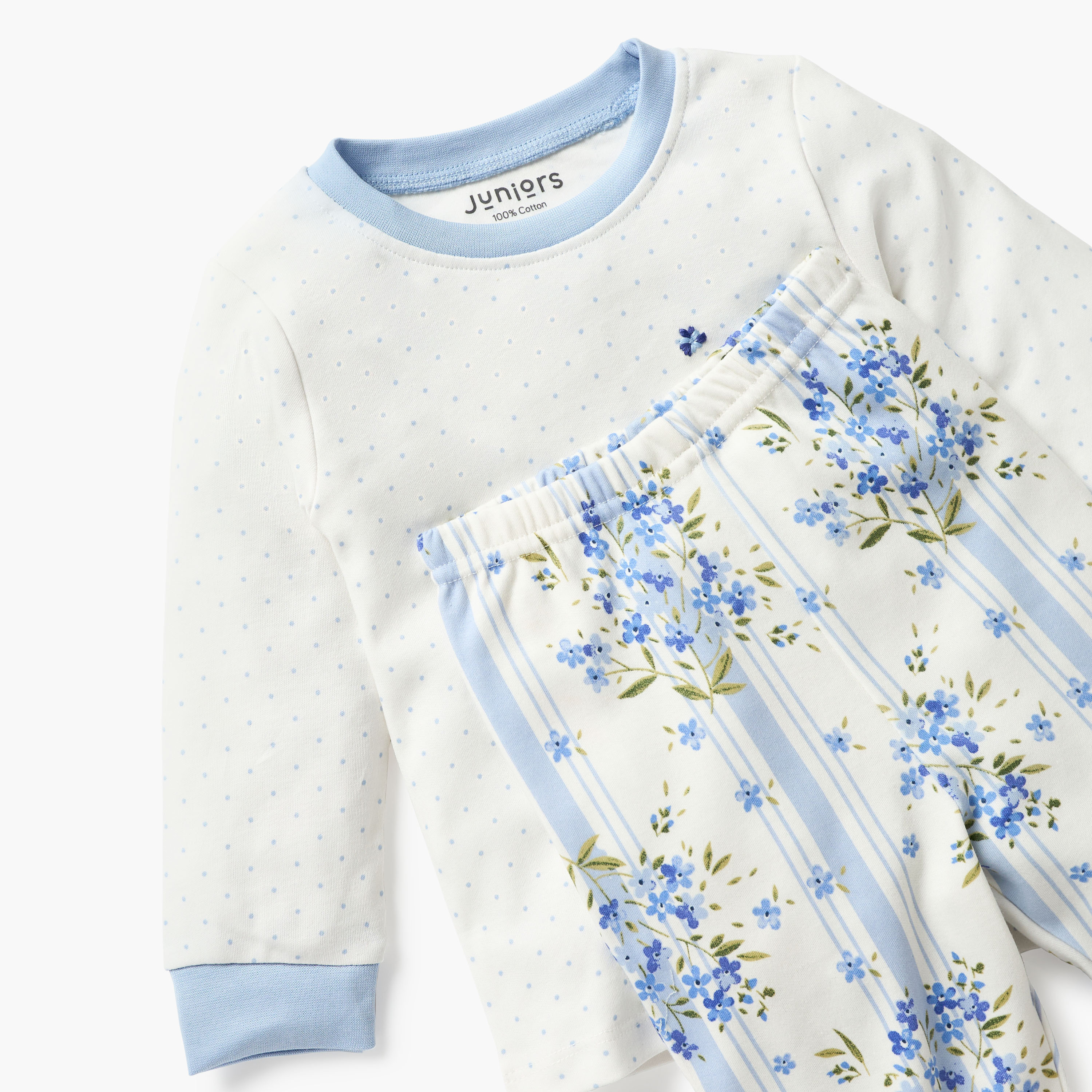 Juniors Floral Print T-shirt and Pyjama Set-baby-girls-clothing-nightwear-pyjamasets-image-4