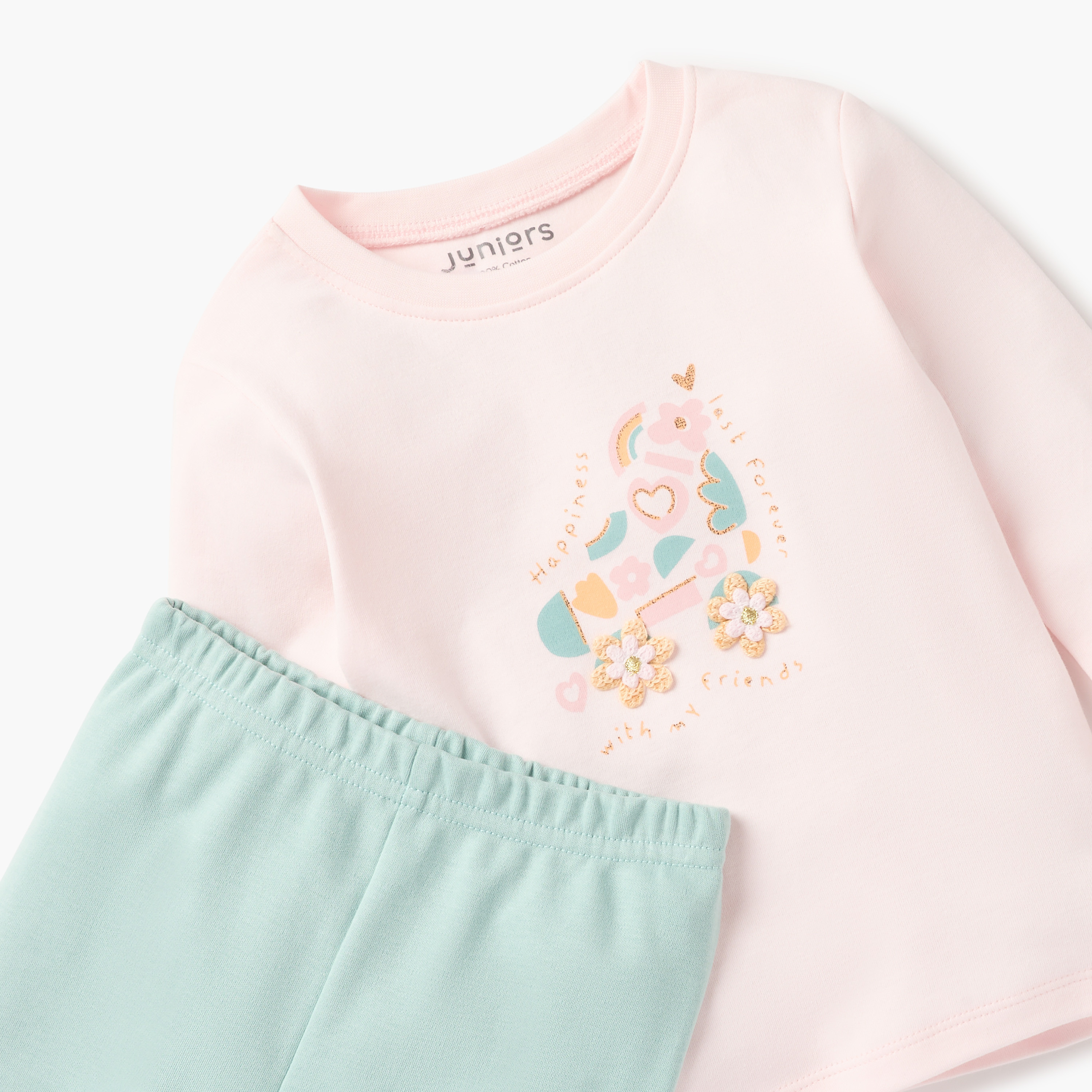 طقم بنطلون بيجاما وتيشيرت بطبعات جرافيك من جونيورز-baby-girls-clothing-nightwear-pyjamasets-image-4