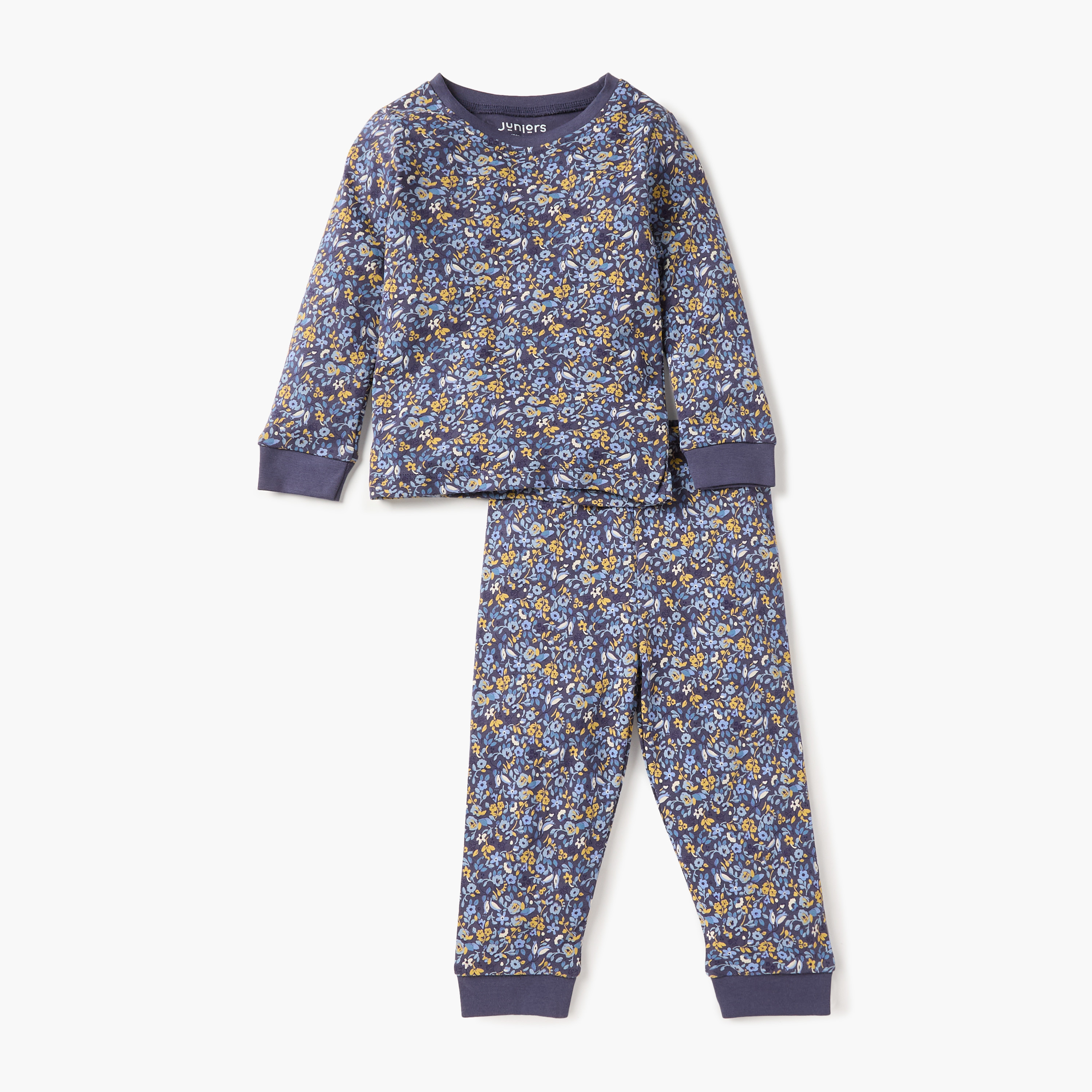 Juniors Floral Print T-shirt and Pyjama Set-baby-girls-clothing-nightwear-pyjamasets-image-1