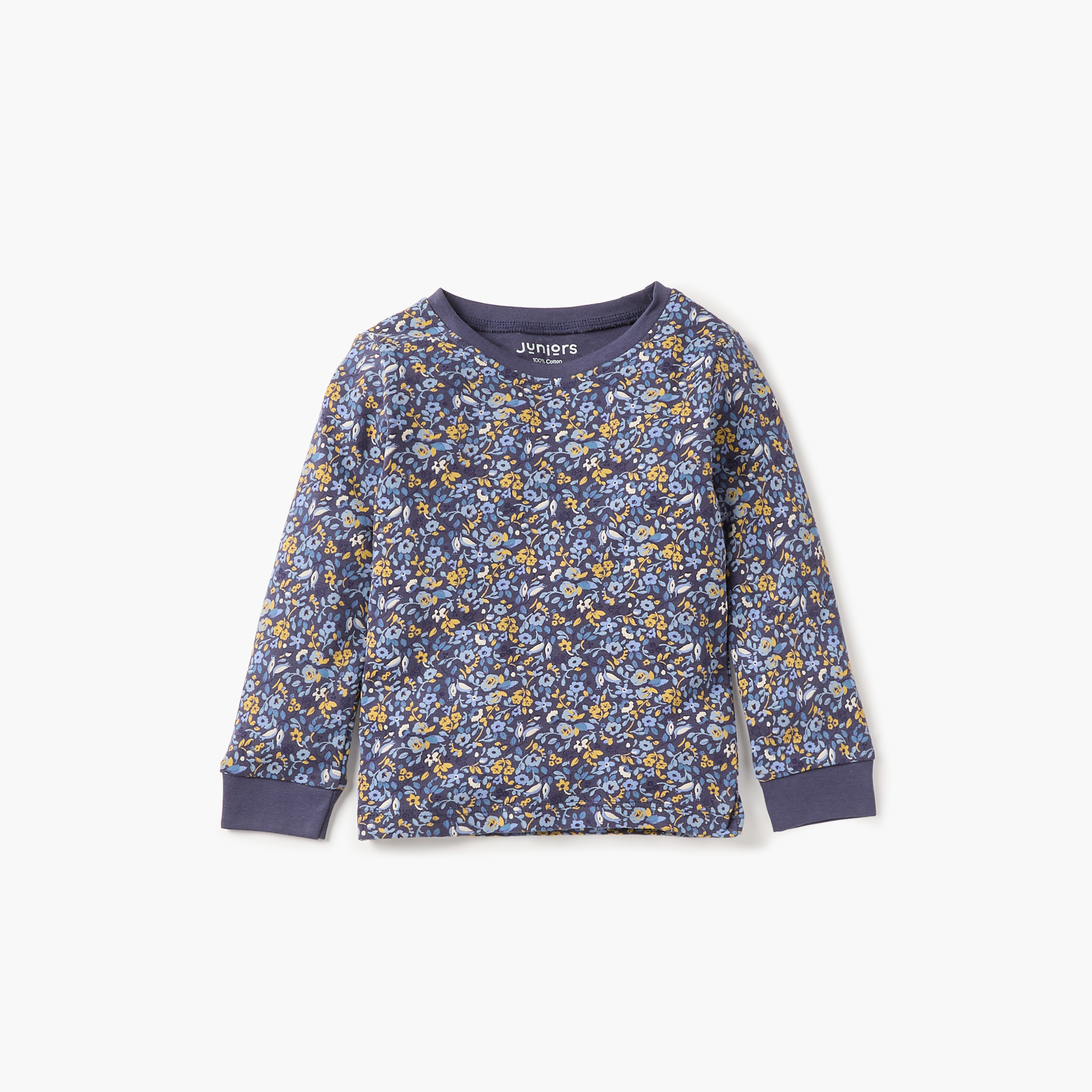 Juniors Floral Print T-shirt and Pyjama Set-baby-girls-clothing-nightwear-pyjamasets-image-2