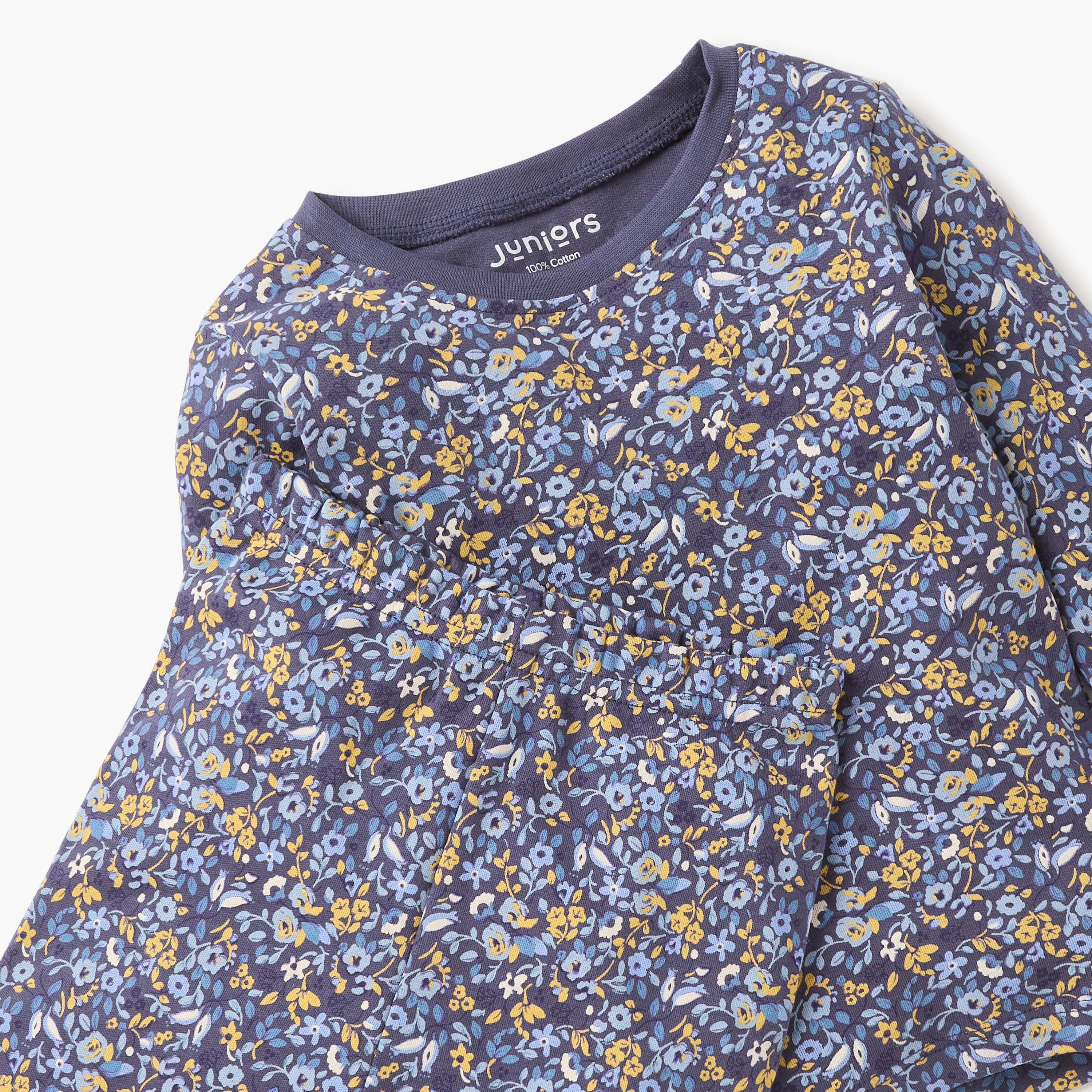 Juniors Floral Print T-shirt and Pyjama Set-baby-girls-clothing-nightwear-pyjamasets-image-4
