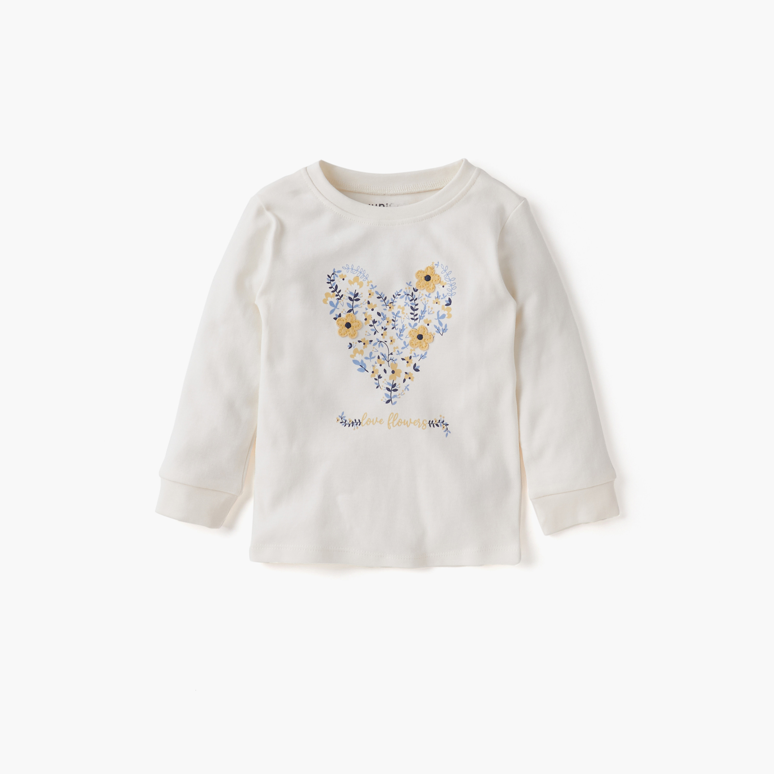 طقم بنطلون بيجاما وتيشيرت بطبعات زهرية من جونيورز-baby-girls-clothing-nightwear-pyjamasets-image-2