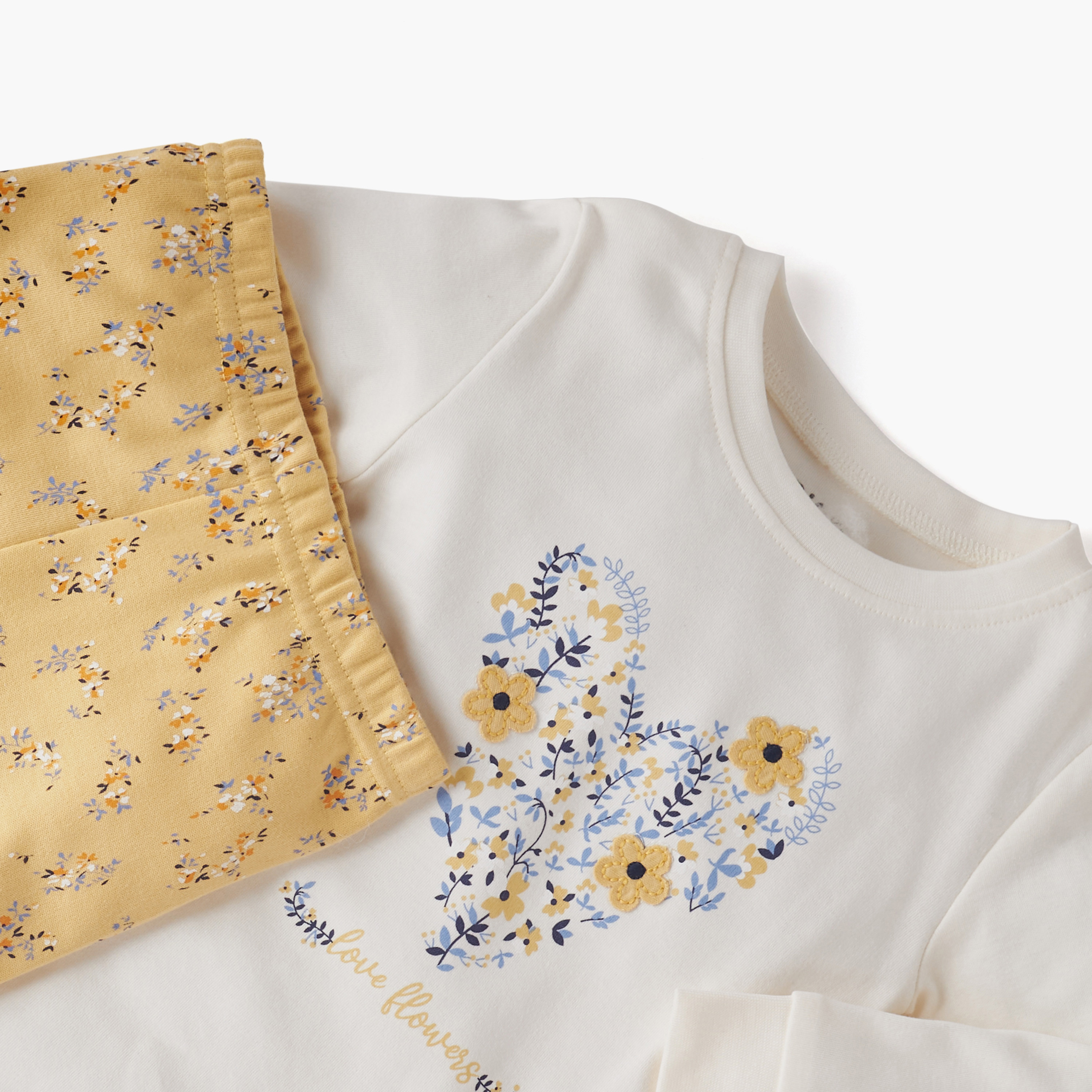 طقم بنطلون بيجاما وتيشيرت بطبعات زهرية من جونيورز-baby-girls-clothing-nightwear-pyjamasets-image-4