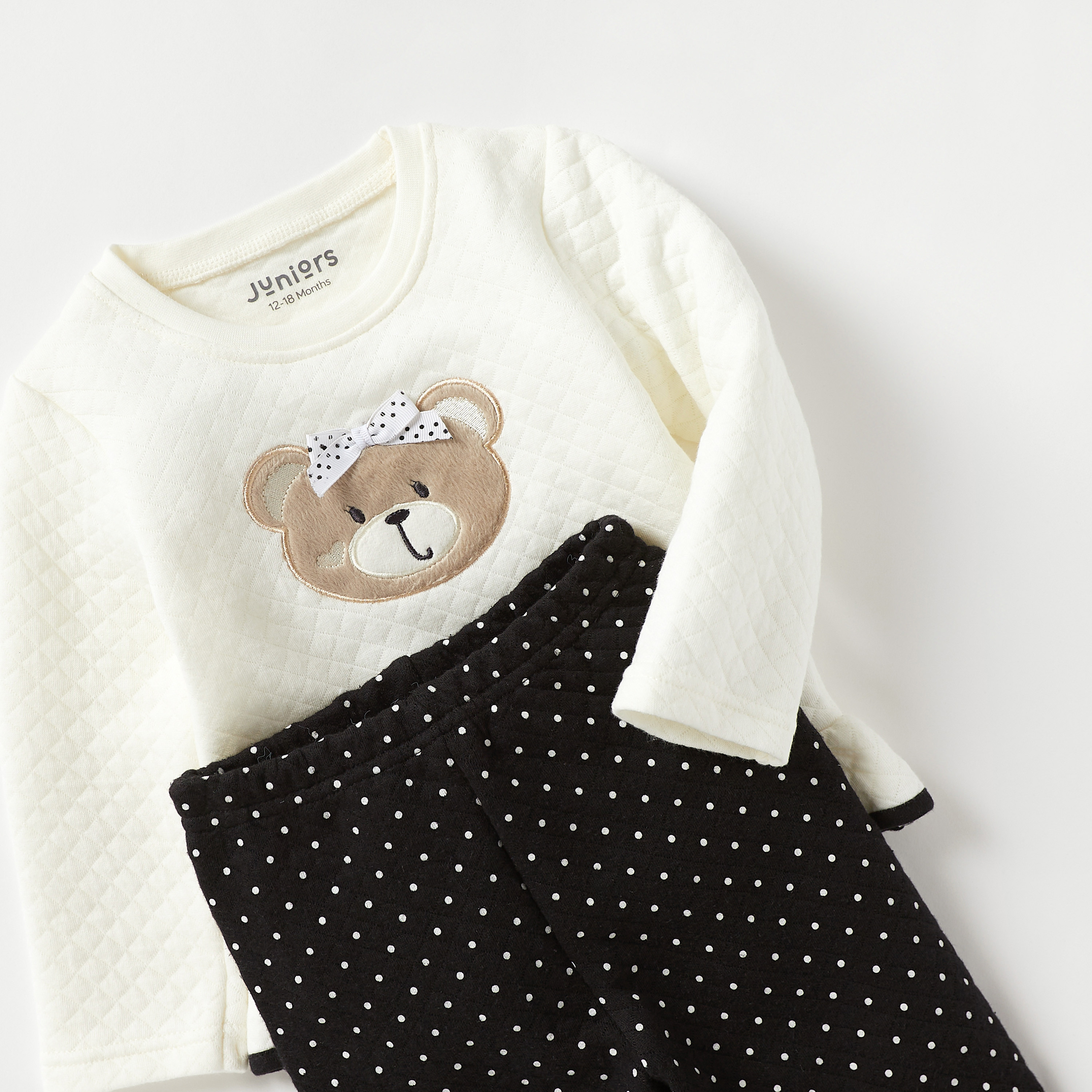 طقم بنطلون بيجاما وتيشيرت بأكمام طويلة وزخارف دب من جونيورز-baby-girls-clothing-nightwear-pyjamasets-image-4