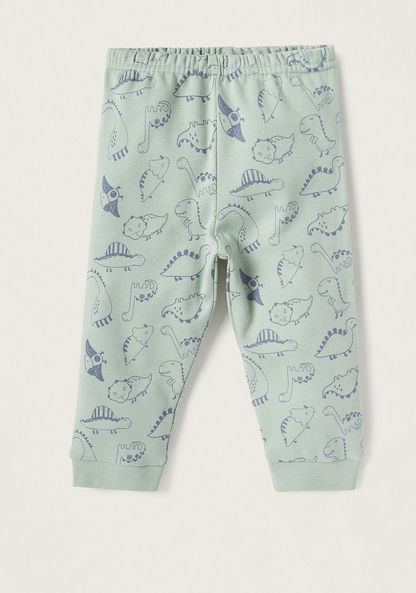 Juniors All-Over Dinosaur Print T-shirt and Elasticated Pyjama Set-Pyjama Sets-image-2
