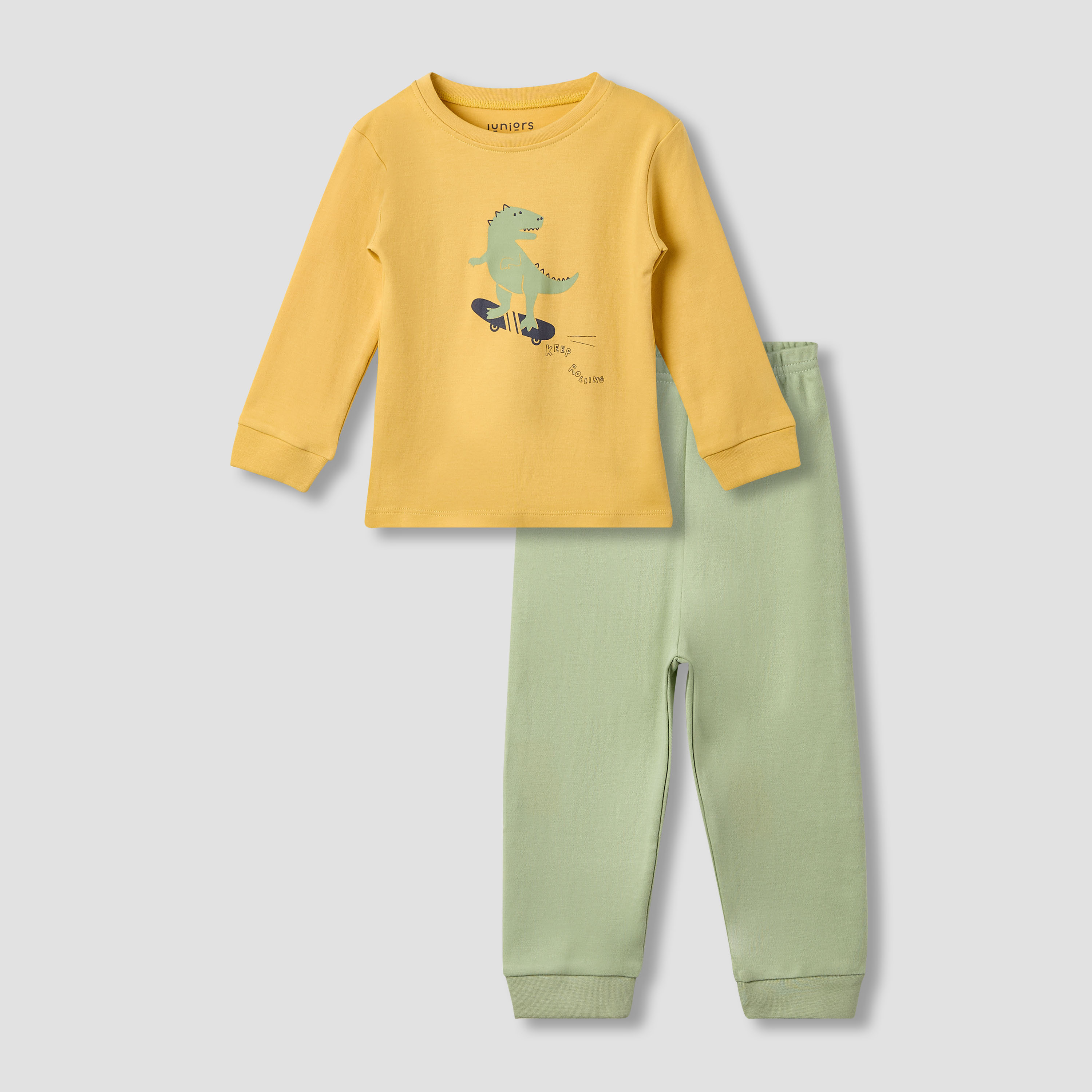 Juniors Cotton Round Neck Long Sleeves Pyjama Set with Graphic Print-baby-girls-clothing-nightwear-pyjamasets-image-1