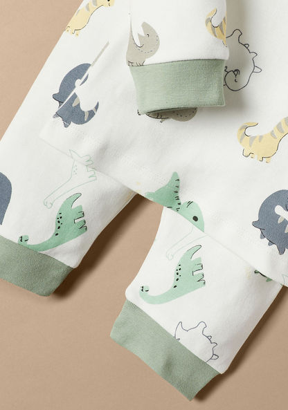 Juniors Dinosaur Print T-shirt and Pyjama Set-Pyjama Sets-image-4