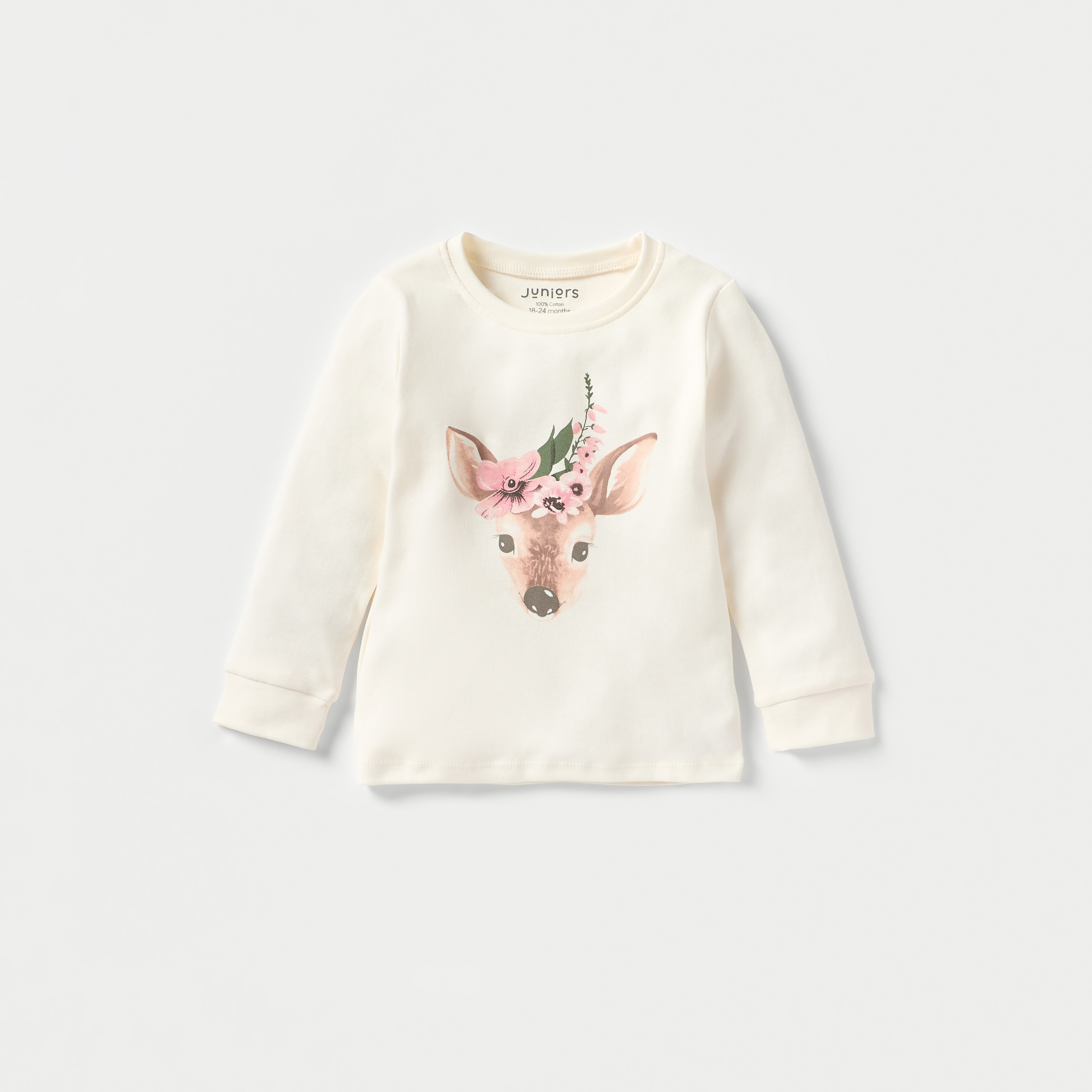 طقم بنطلون بيجاما وتيشيرت بطبعات غزال من جونيورز-baby-girls-clothing-nightwear-pyjamasets-image-2