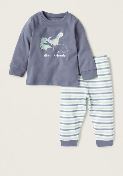 Juniors Printed Long Sleeves T-shirt and Pyjama Set-Pyjama Sets-image-0