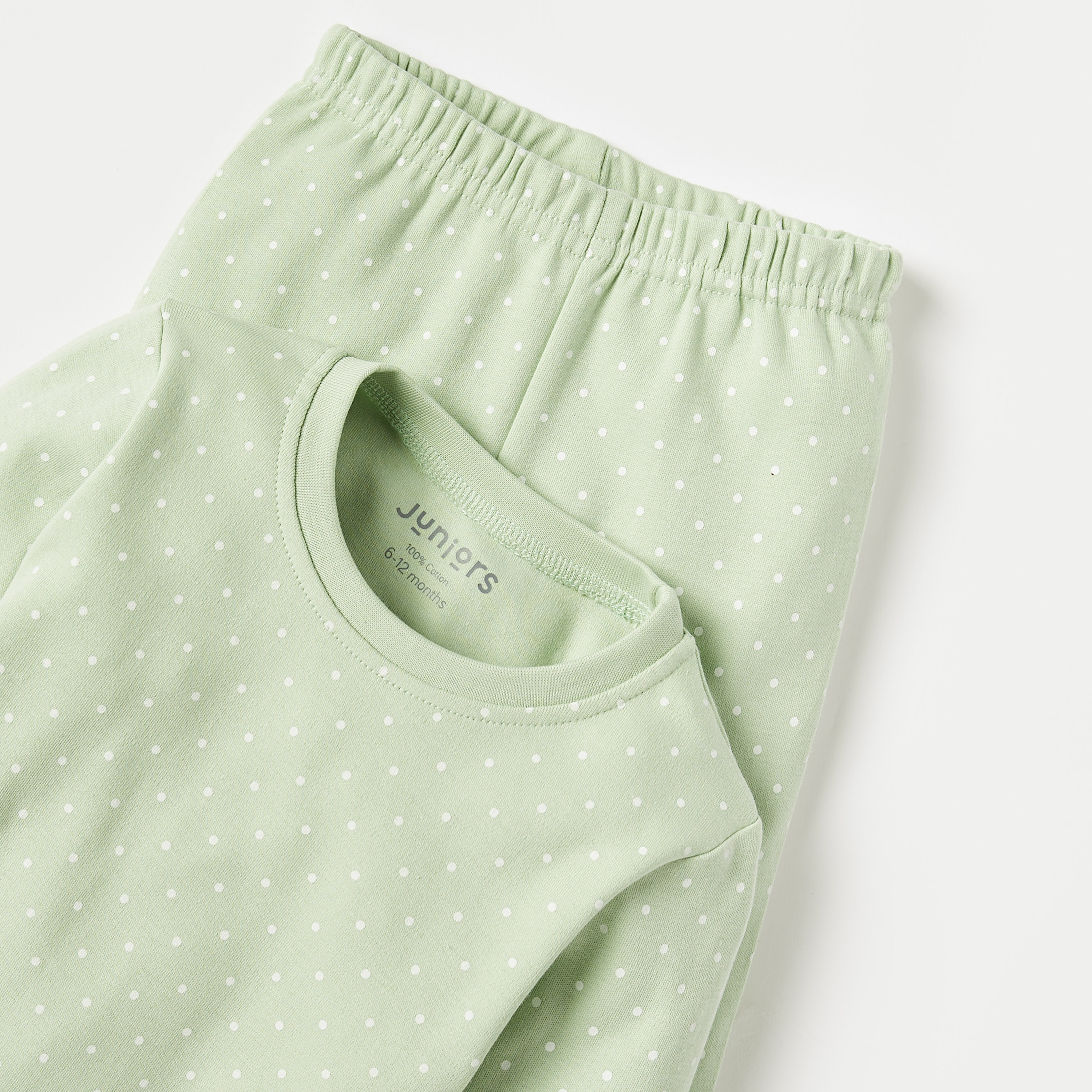 Juniors Polka Dot Print Long Sleeves T-shirt and Pyjama Set-baby-girls-clothing-nightwear-pyjamasets-image-4