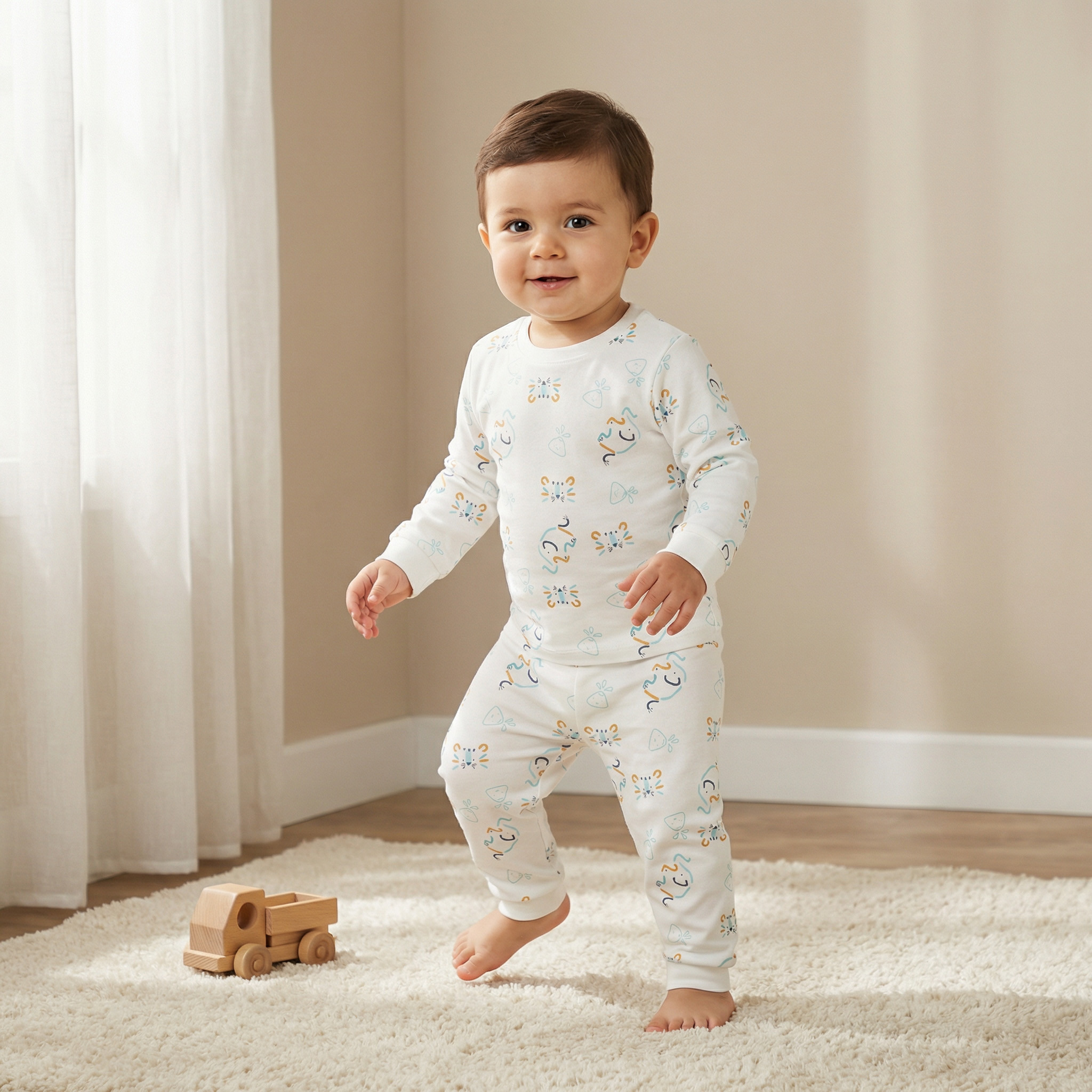 Juniors Animal Print T-shirt and Pyjama Set-baby-girls-clothing-nightwear-pyjamasets-image-1
