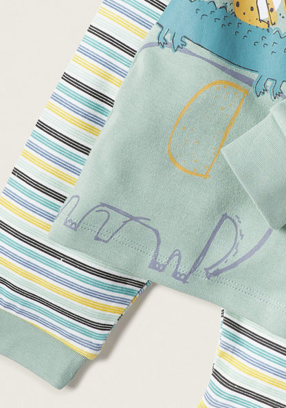 Juniors Animal Print Long Sleeves T-shirt and Pyjamas Set-Pyjama Sets-image-4