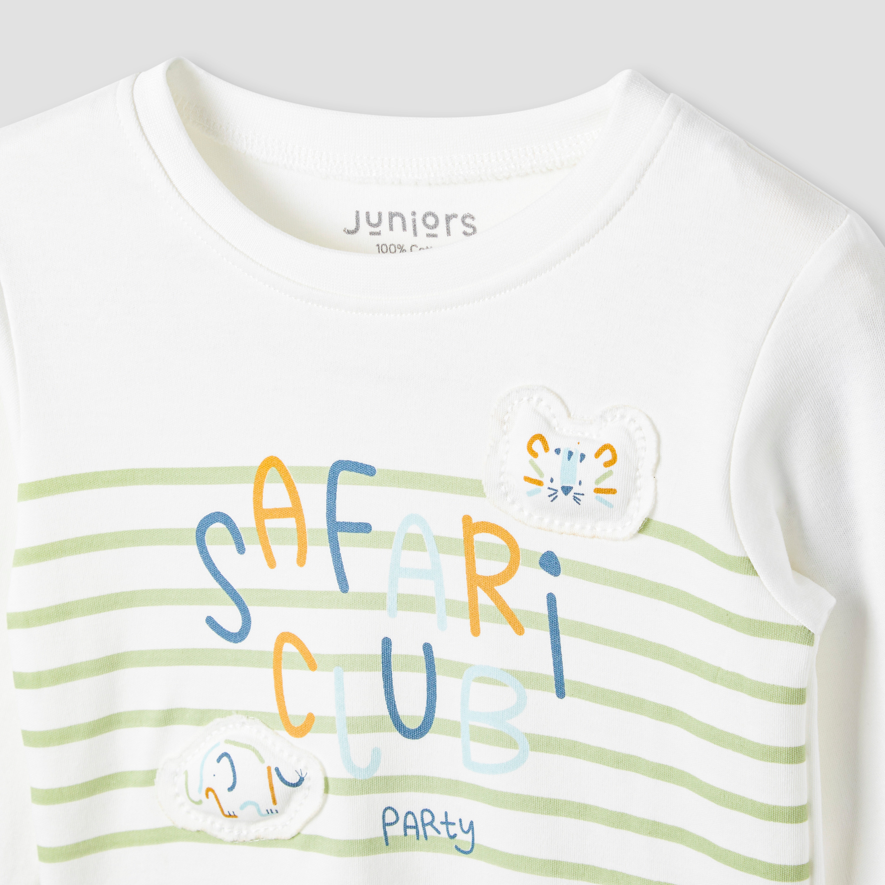 Juniors Striped T-shirt and Pyjama Set-baby-girls-clothing-nightwear-pyjamasets-image-4