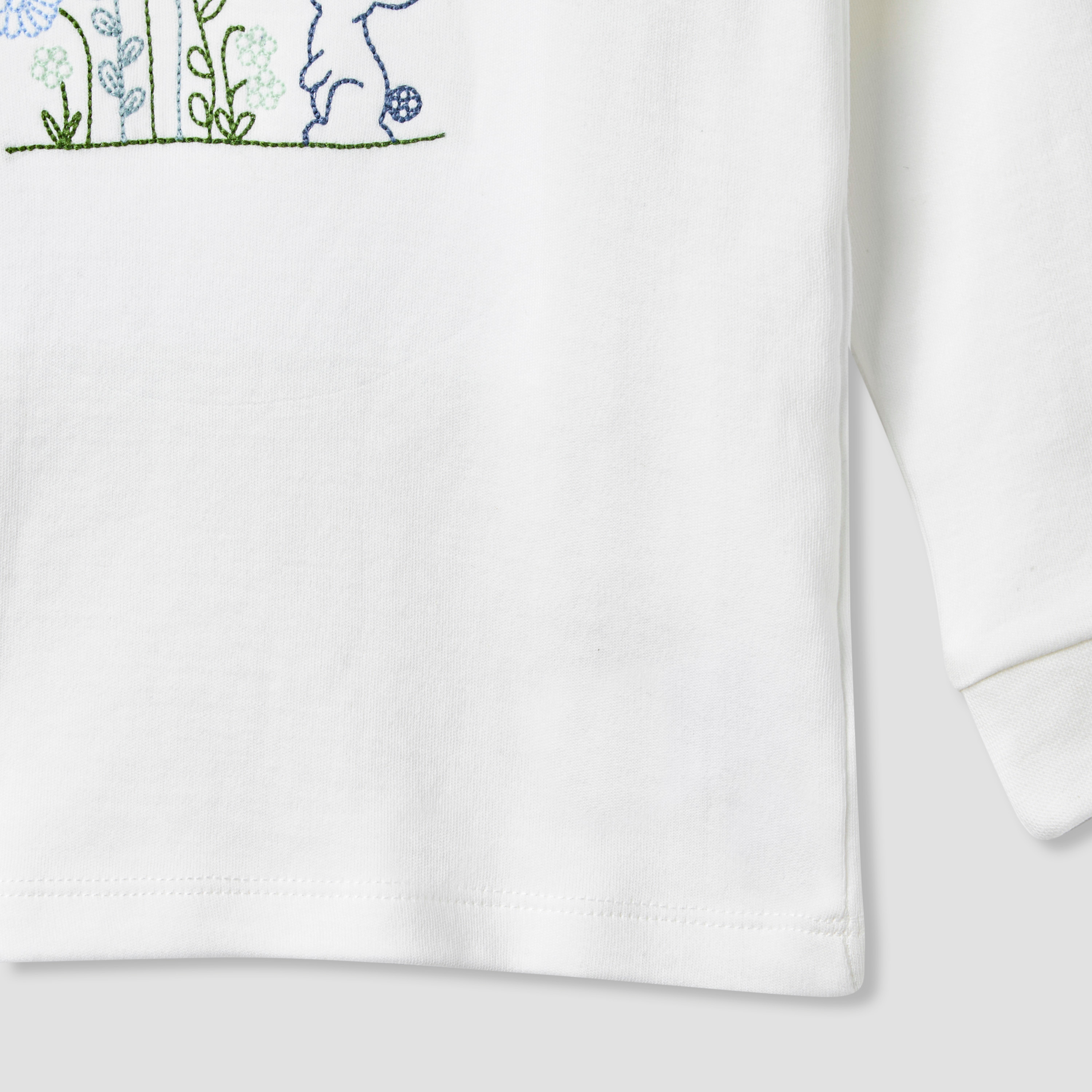Juniors Embroidered T-shirt and Printed Pyjama Set-baby-girls-clothing-nightwear-pyjamasets-image-5