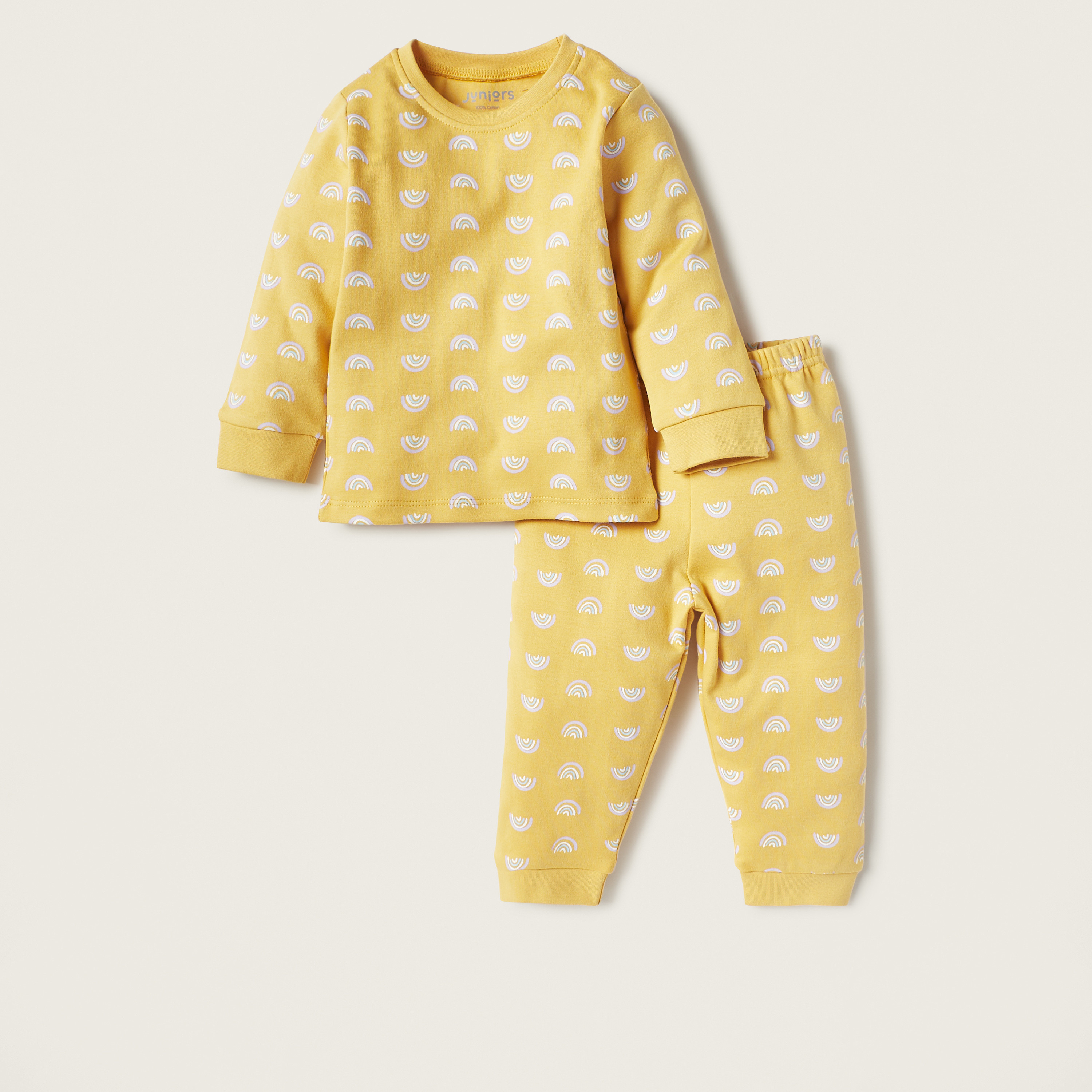 Juniors Rainbow Print Long Sleeves T-shirt and Pyjama Set-baby-boys-clothing-nightwear-pyjamasets-image-1