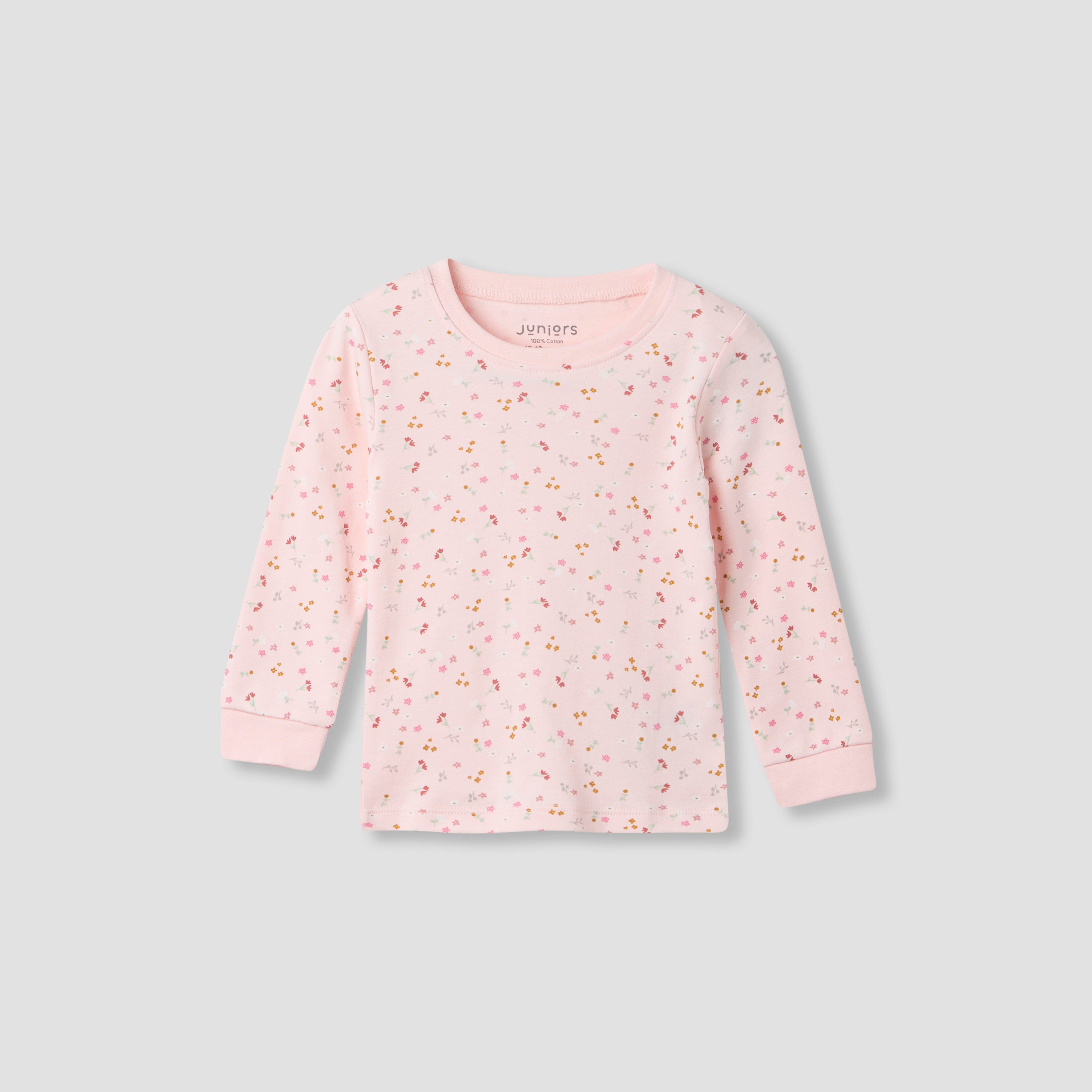 Juniors Floral Print Long Sleeve T-shirt and Pyjama Set-baby-girls-clothing-nightwear-pyjamasets-image-2