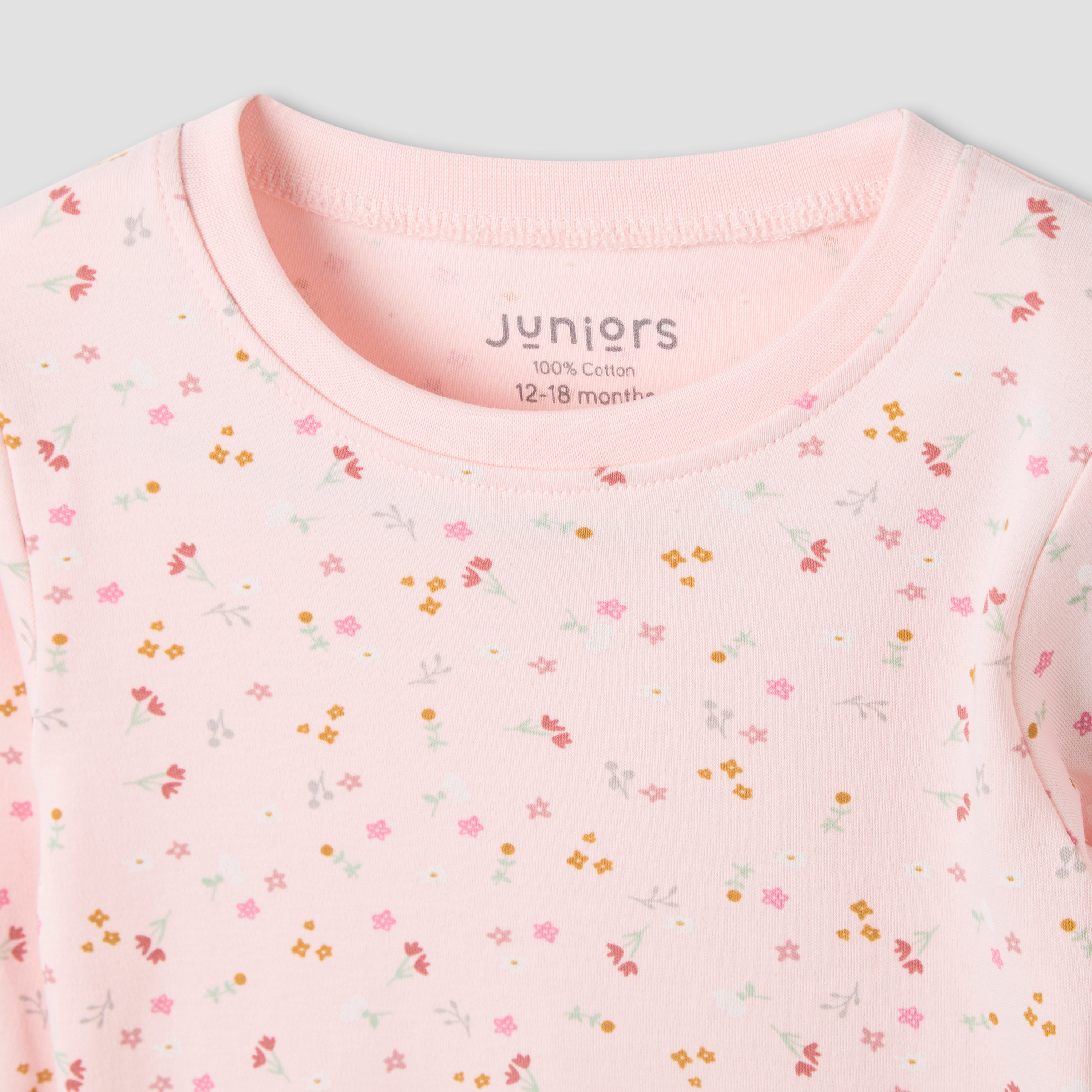Juniors Floral Print Long Sleeve T-shirt and Pyjama Set-baby-girls-clothing-nightwear-pyjamasets-image-4