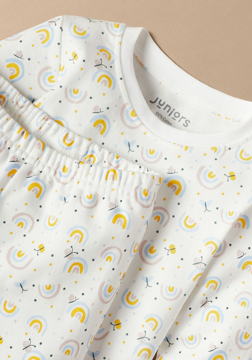 Juniors All-Over Rainbow Print T-shirt and Elasticated Pyjama Set-Pyjama Sets-image-3